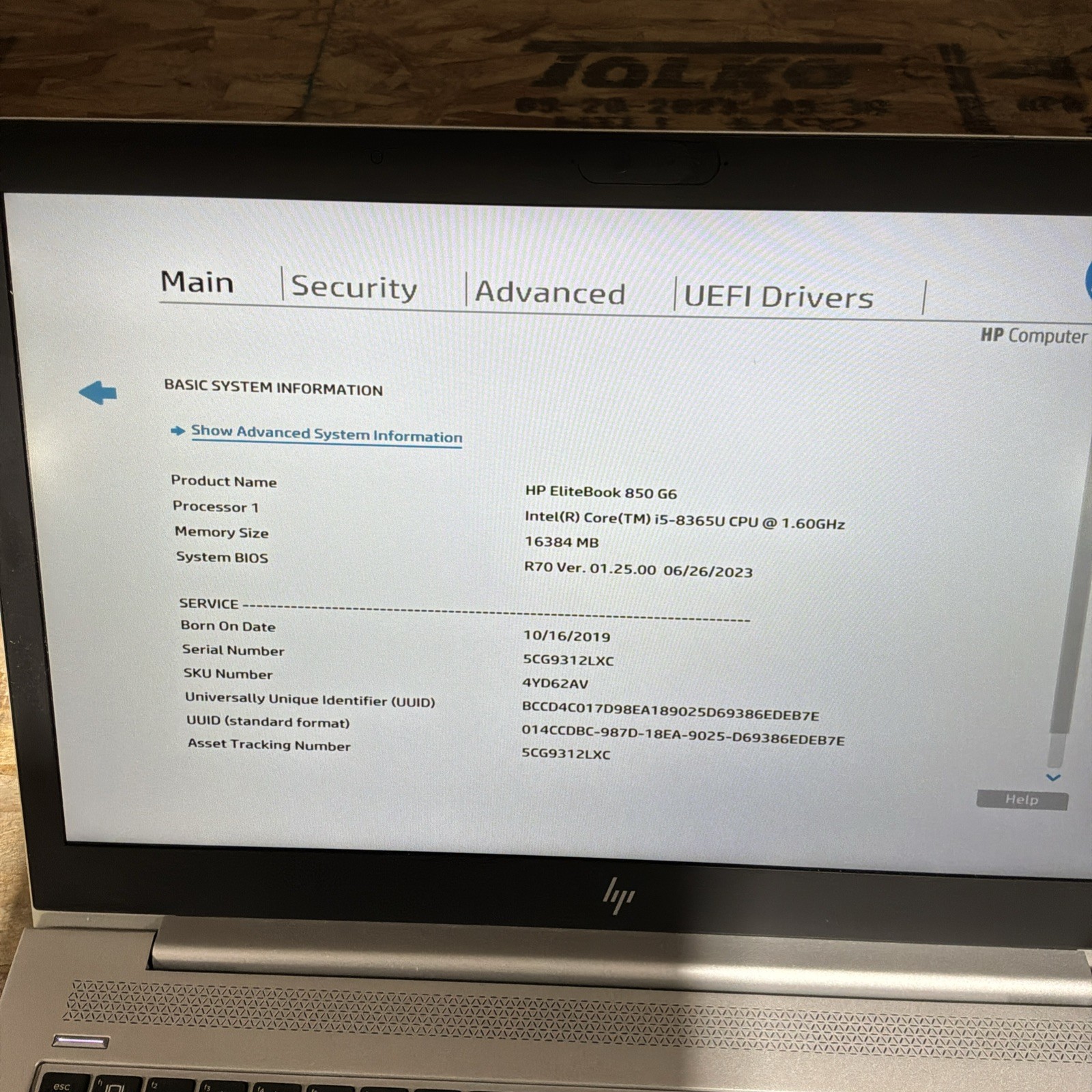 HP EliteBook 850 G6 15.6″ i5-8365U 1.6GHz 16GB RAM 256GB SSD C467