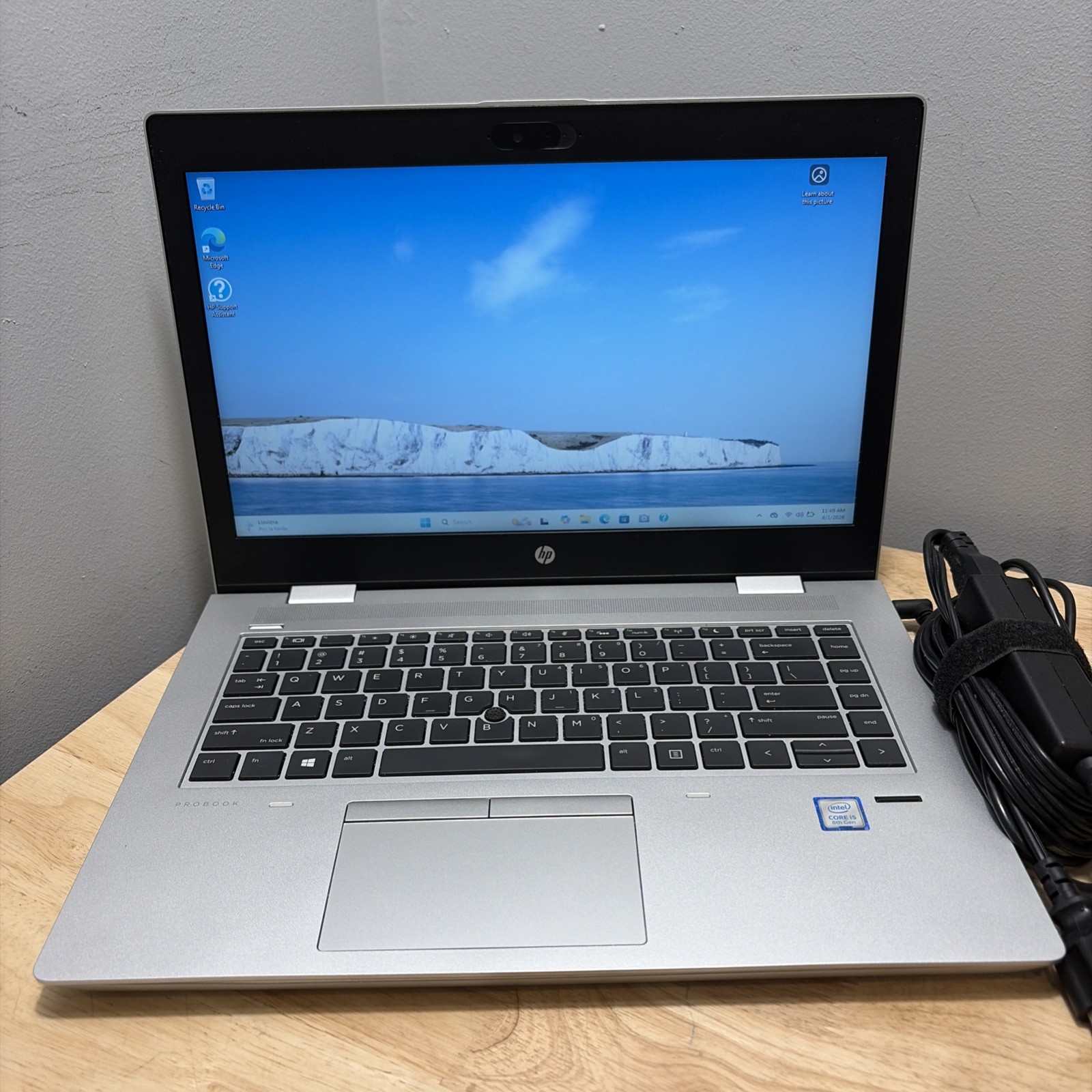 HP ProBook 640 G4 15″ CORE i5-8250U 1.60GHZ , 16GB, 256GB WCAM WIFI WIN11 CORD