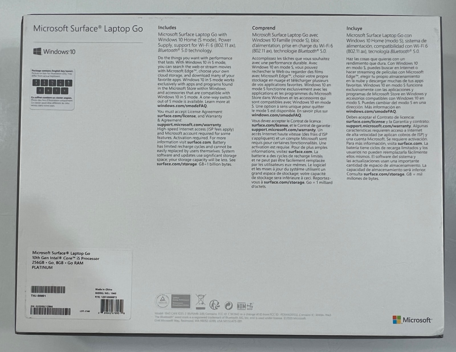 Microsoft Surface Laptop Go 12.4″ Touch i5 10th Gen 8GB RAM 256GB SSD *MINT