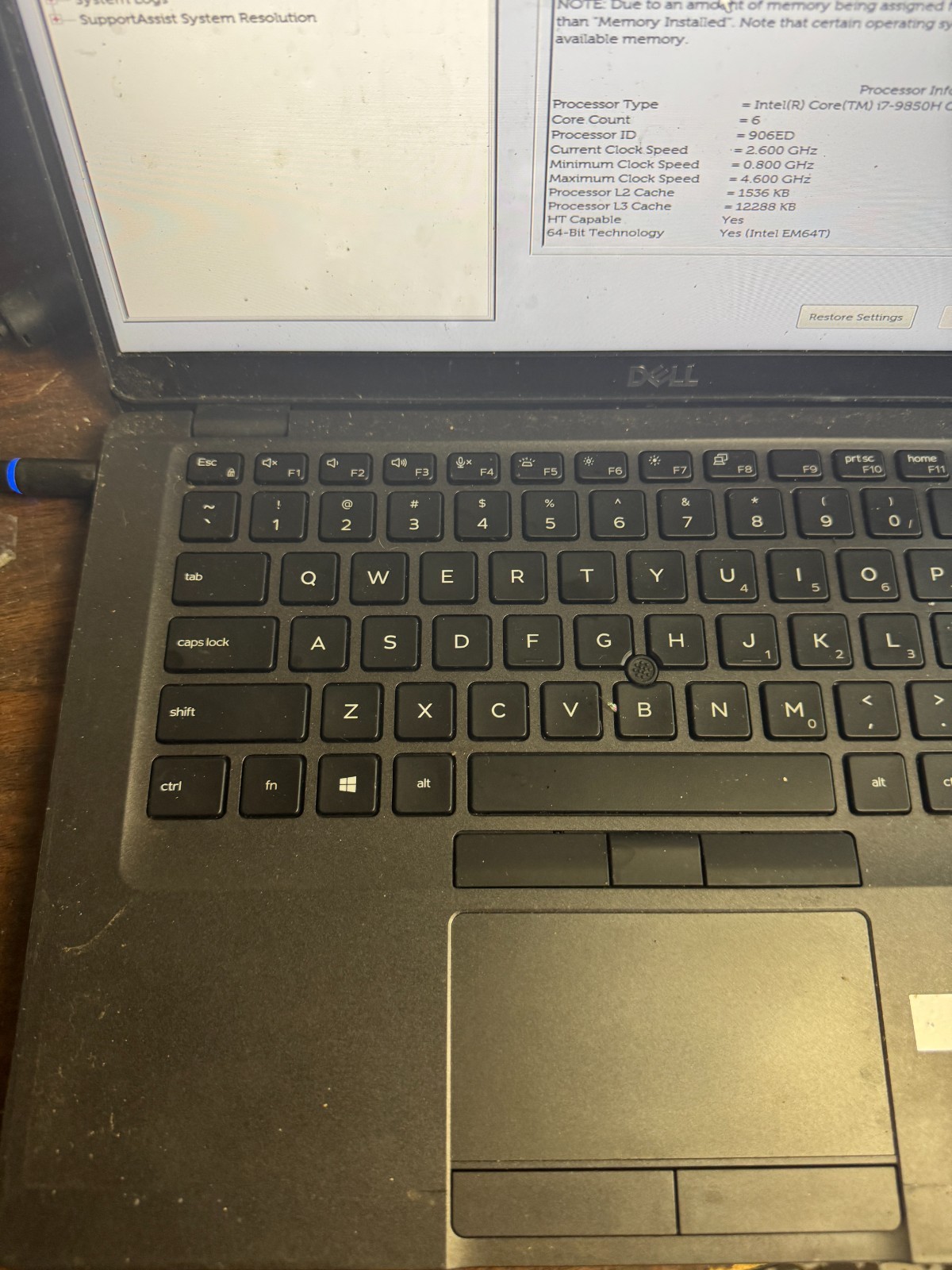 Dell Latitude 5401 Core I7-9850 2.60GHz Laptop For Parts/Repair #5449