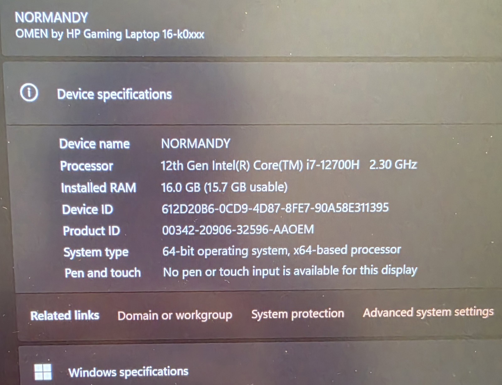 HP OMEN 16″ (RTX 3060 6GB, 1440p QHD 165hz, 16GB RAM, Intel i7-12700H, 1TB SSD)