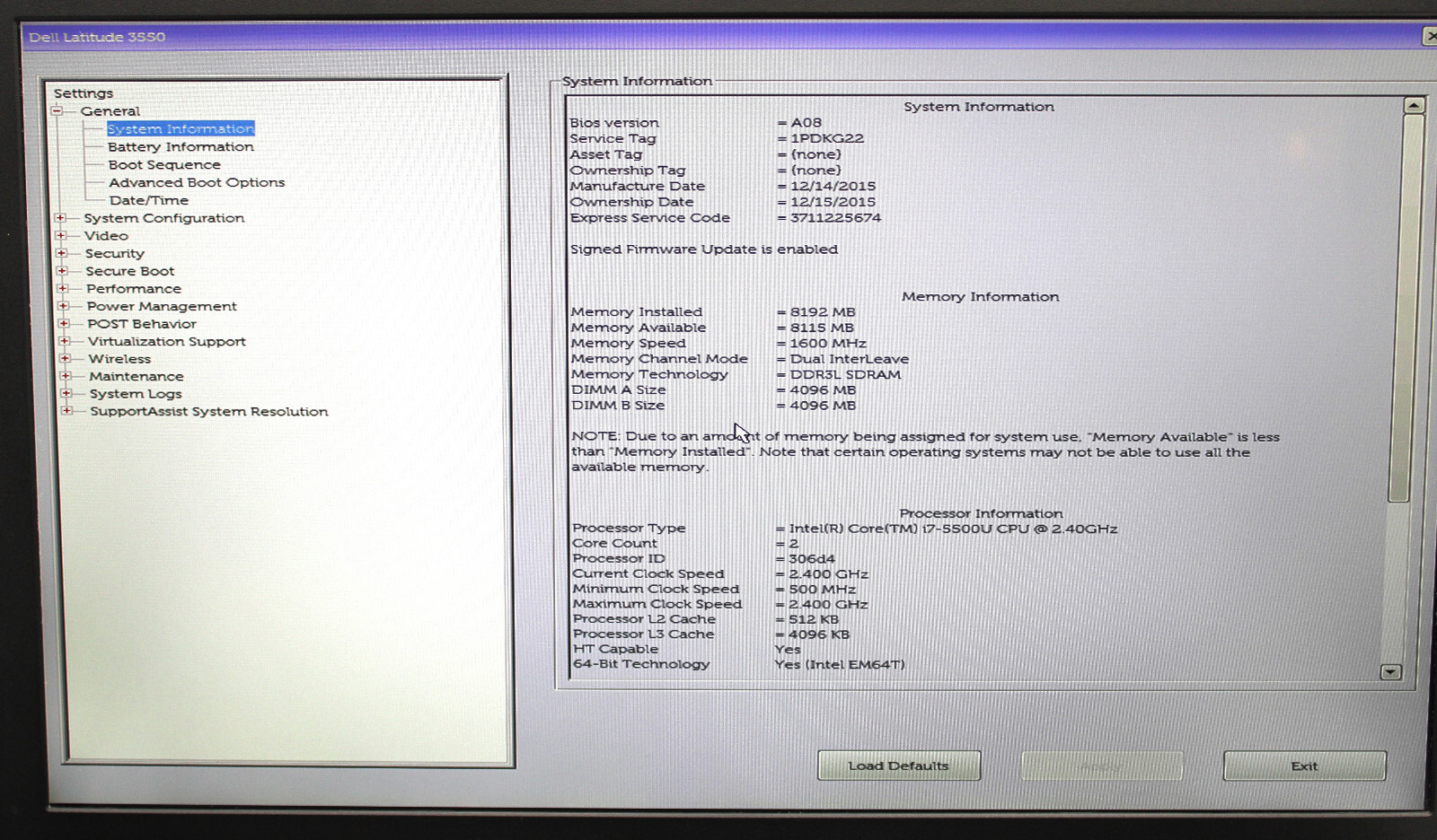 Dell Latitude 3550 i7-5500U @ 2.4 GHz 8GB RAM 960GB SSD NVIDIA 830M No OS