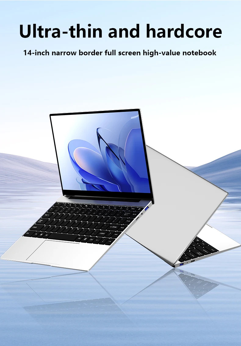 14.1″ Ultra Slim Laptop 16GB RAM 2TB SSD Intel N3700 Notebook Windows 11 Pro.