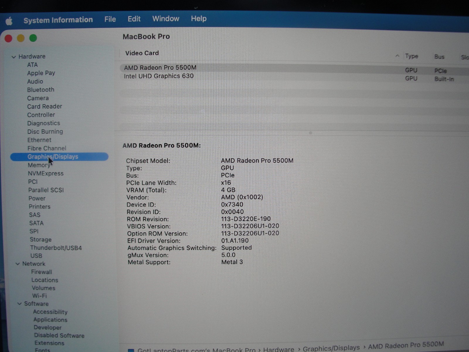 Apple MacBook Pro 16″ A2141 MVVM2LL/A i9-9880H 16GB/1TB SSD AMD Radeon Pro 5500M