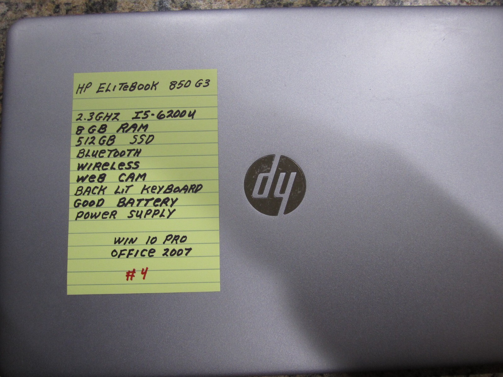 HP EliteBook 850 G3 Laptop Core i5 2.3 GHz 8GB RAM 512 GB SSD Win 10 Pro