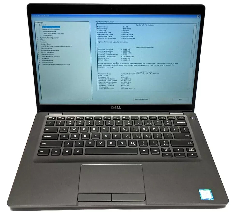 DELL LATITUDE 5400, i7-8665U 1.9GHz 16GB RAM 2TB NVMe BACKLIT WIN 11 PRO