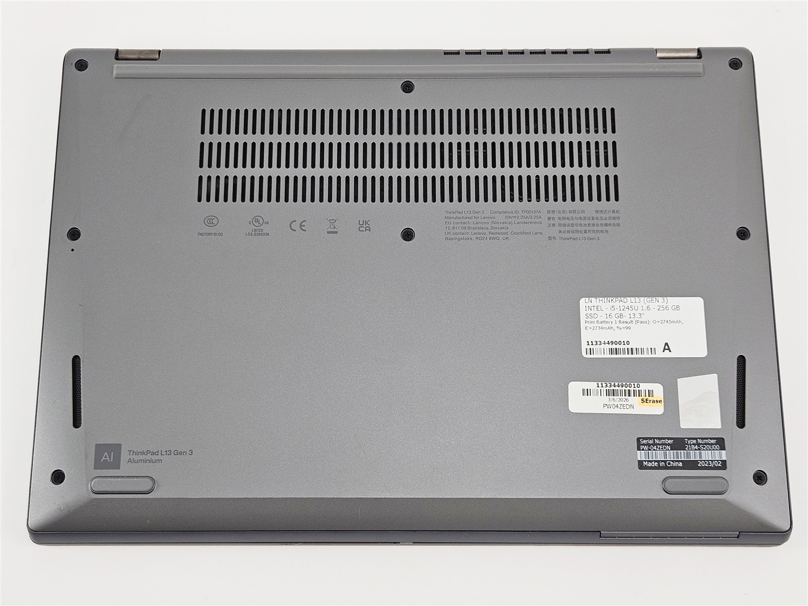 Lenovo ThinkPad L13 Gen 3 13.3″ i5-1245U 1.6GHz 16GB 256GB Iris Xe
