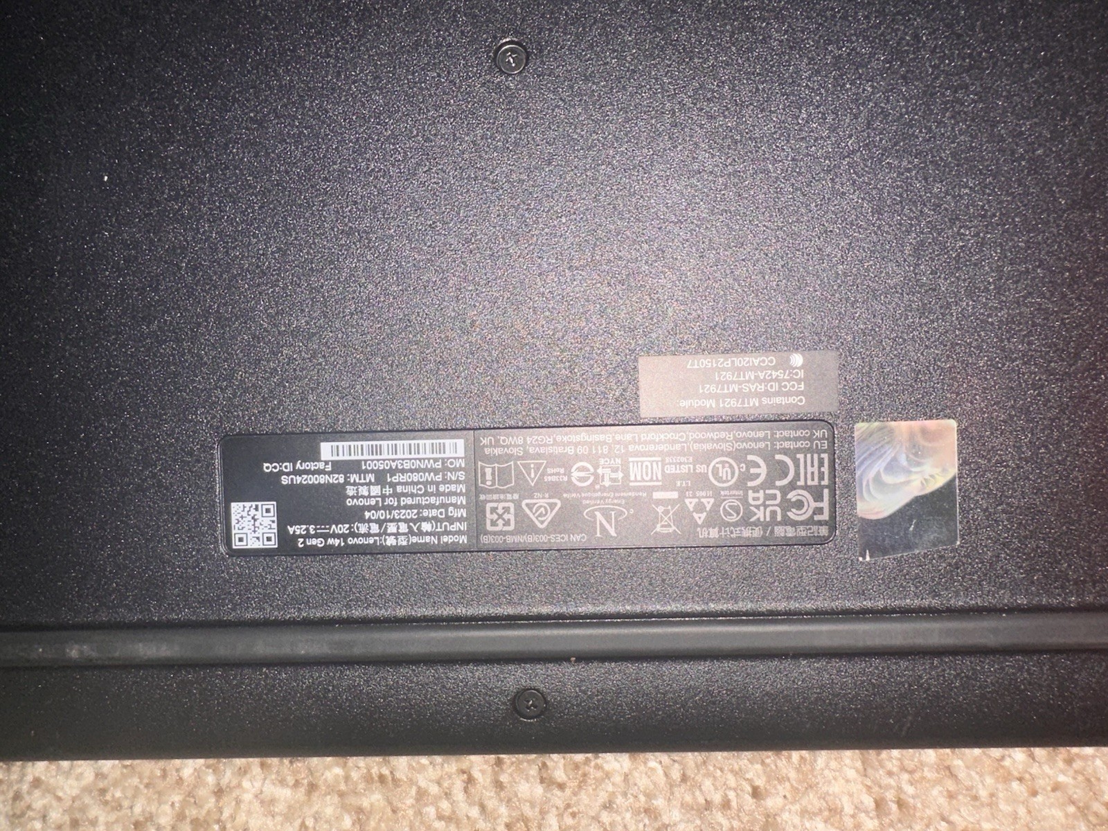 Lenovo Laptop 14W GEN 2 14″ Type 82N8. S/N PW080RP1- No Box-
