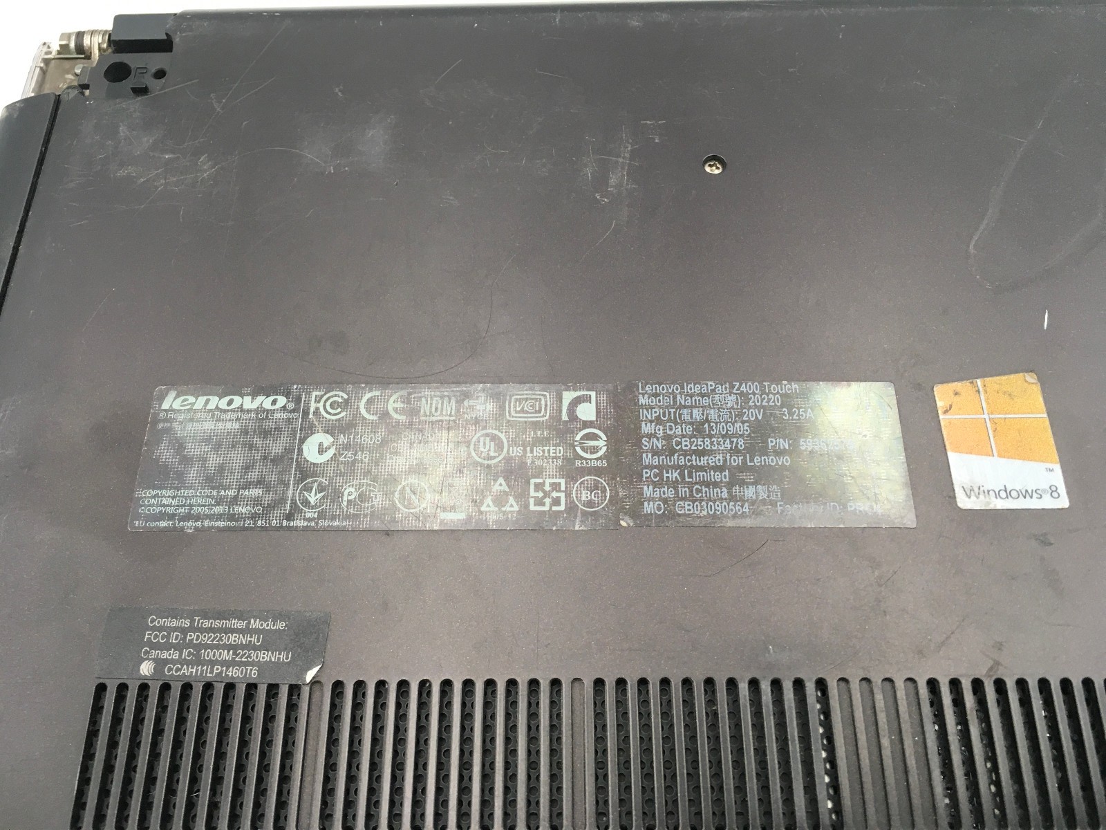 LENOVO IDEAPAD Z400 TOUCH – FOR PARTS – INTEL I5 3230M – 4GB RAM -NO OS-READ- BB