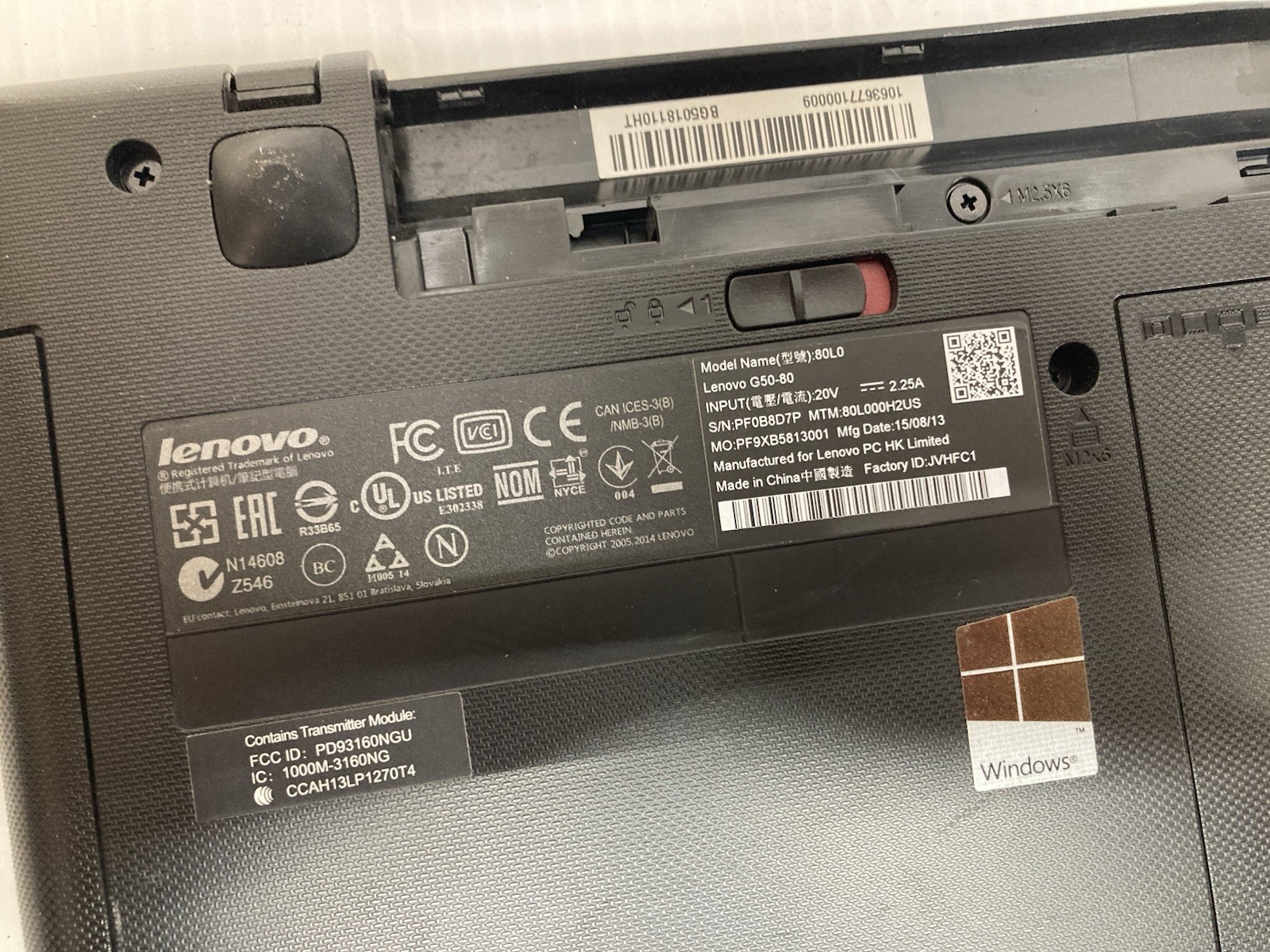 Lenovo G50-80L0 | Intel i3-4030U 1.9GHz | 4 GB – NO HDD/OS/Battery – READ