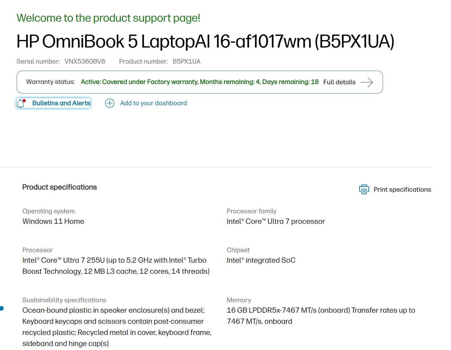 HP OmniBook 5 LaptopAI 16-af1017wm (B5PX1UA) 16″ Ultra 7 255U 16GB RAM 1TB SSD