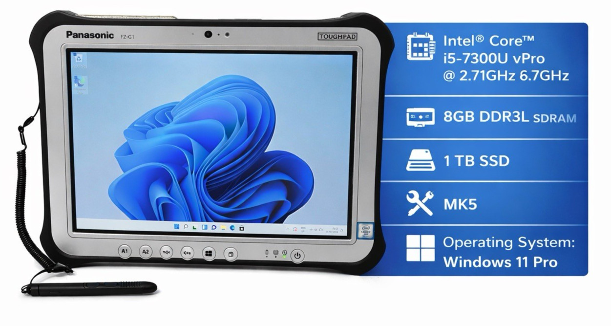 PANASONIC TOUGHPAD 10.1” FZ-G1 MK5 I5 – 7th Gen 1 TB SSD 8GB RAM 4G LAN RJ45