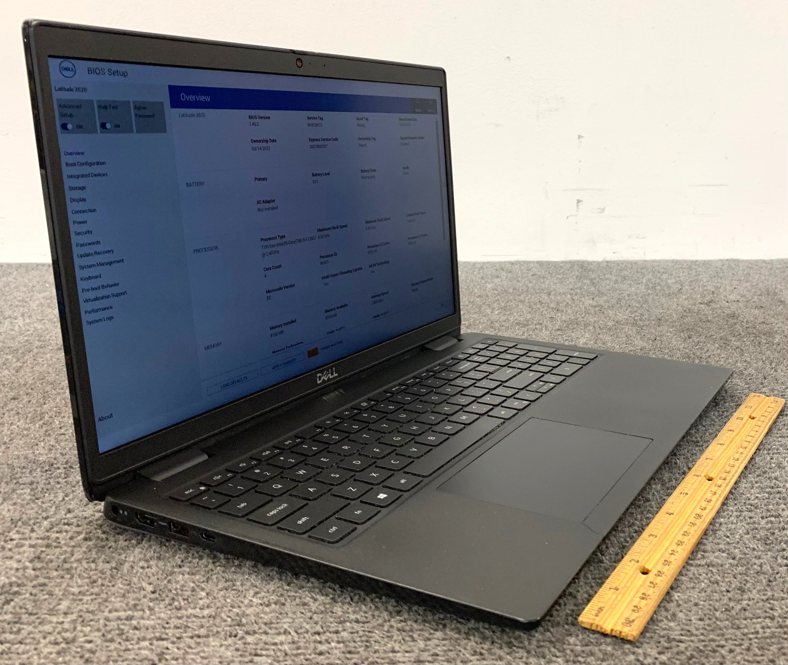 Dell Latitude 3520 15.6″ Laptop i5-1135G7, No RAM/Storage, Boots to BIOS