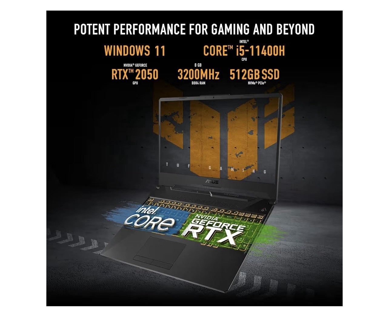 ASUS TUF Gaming Laptop Intel Core i5-11400H RTX 2050 8GB RAM 512GB SSD Win 11