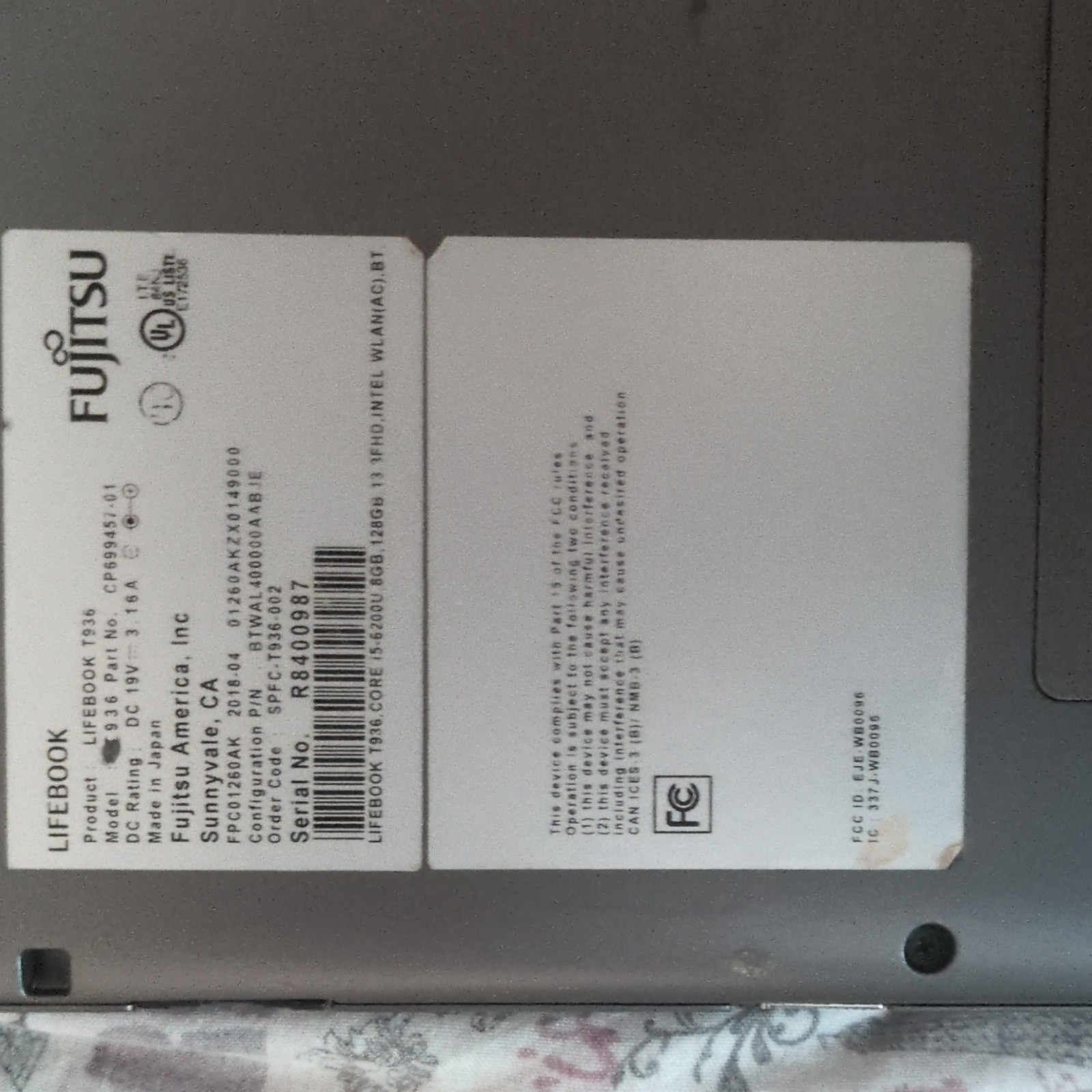 Fujitsu LIFEBOOK T936 13.3″ Touch i5-6300U 8GB 256GB SSD FHD Win10