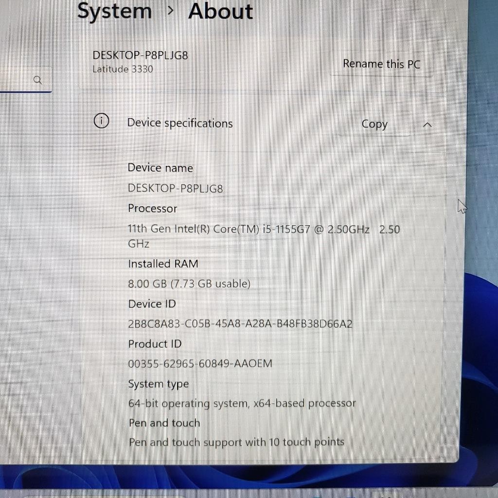 Dell Latitude 3330 13.3″ Touch i5-1155G7 2.5Ghz 8GB 256GB NVMe WIN 11 PRO