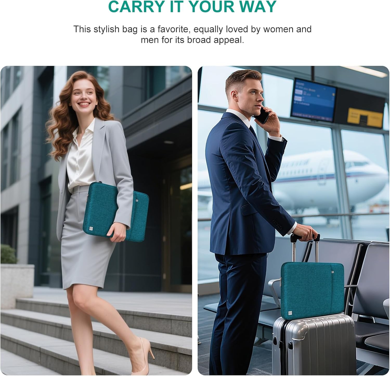 Sleeve for 15 inch MacBook Air M4/A3241, Dell XPS 15 Plus with Pocket, Teal