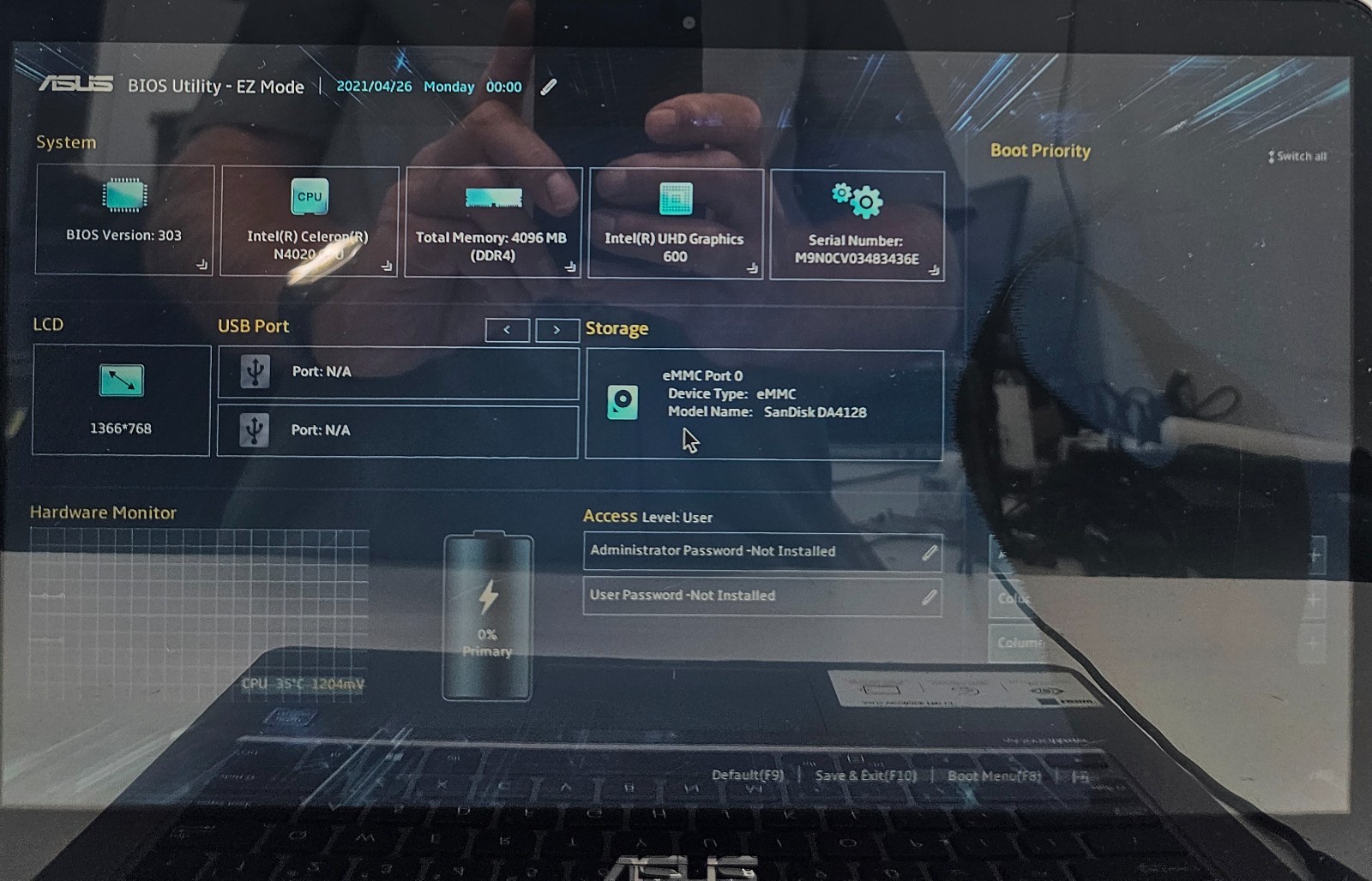 Asus TP401M 14″ Laptop Intel Celeron N4020 4GB Ram 128GB SSD NO OS (FL)