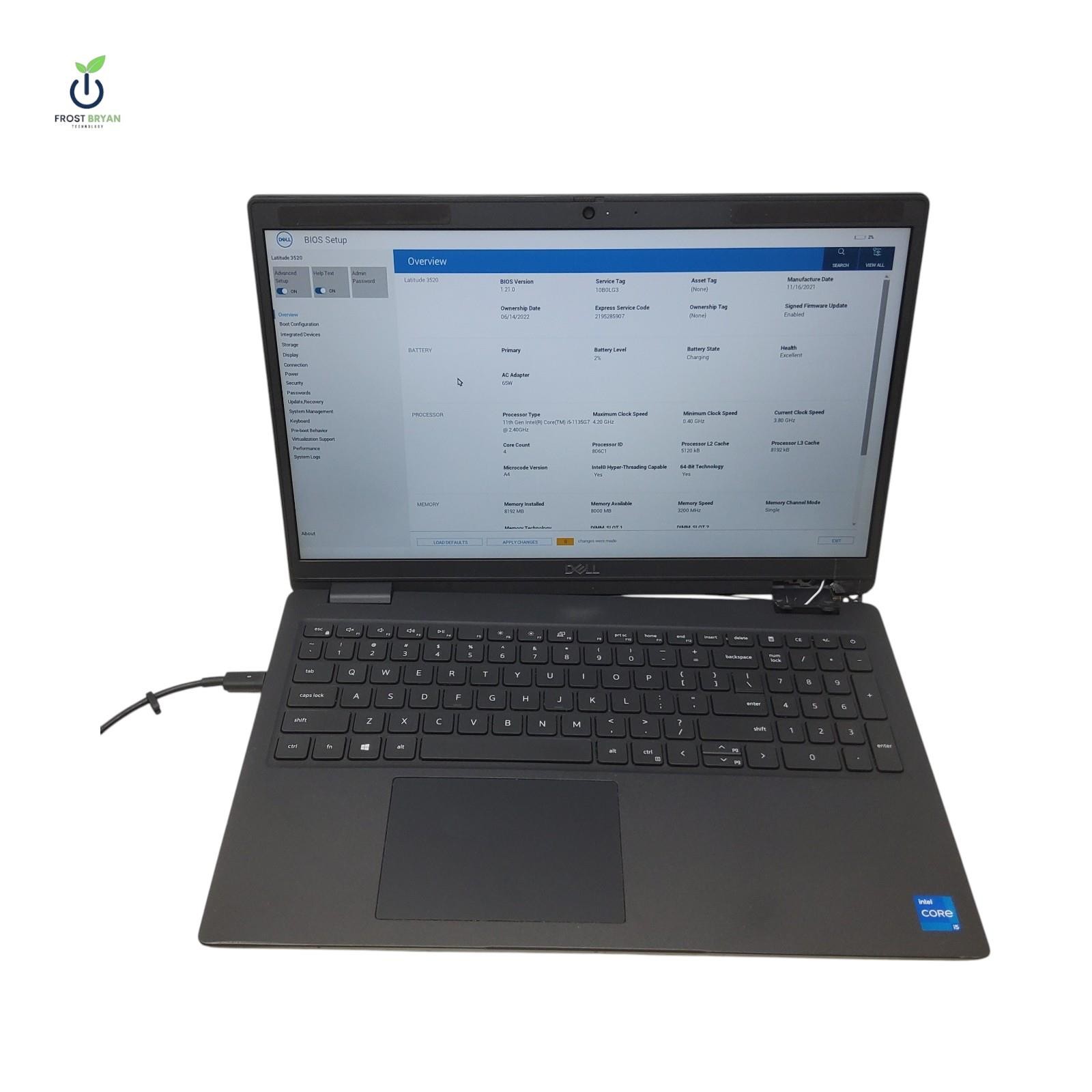 DELL LATITUDE 3520 Laptop i5-1135G7@2.40GHZ 8 GB No SSD/OS Grade D [DEFECTIVE]