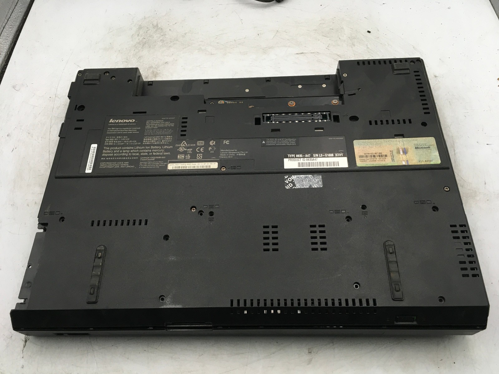 LENOVO THINKPAD R61 – BOOTS TO BIOS – INTEL CELERON 540 – NO RAM – READ – BB