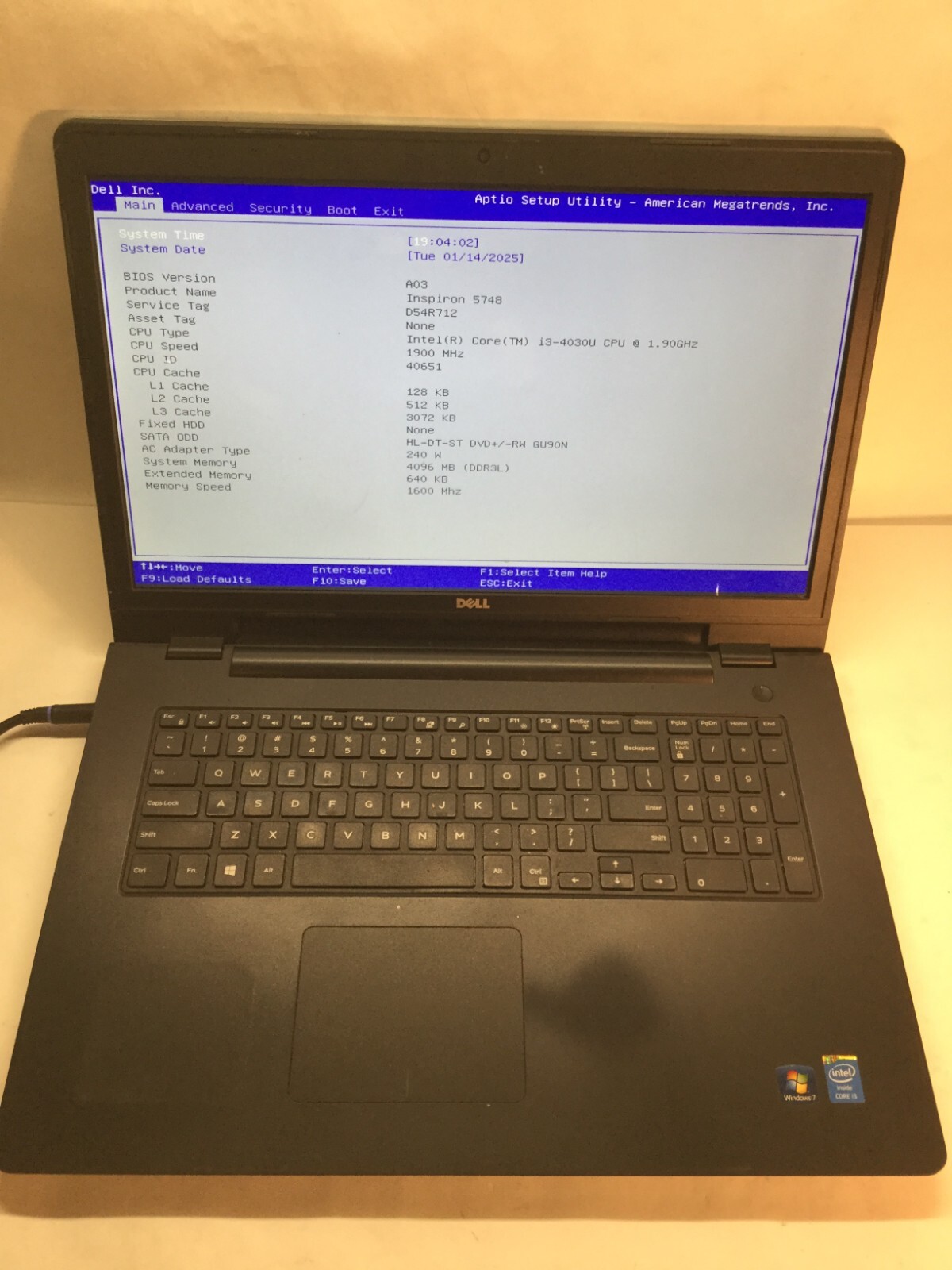 Dell Insipron 3541 15″ Laptop AMD A4-6210 AMD RADEON R3 – BOOTS TO BIOS -MZ