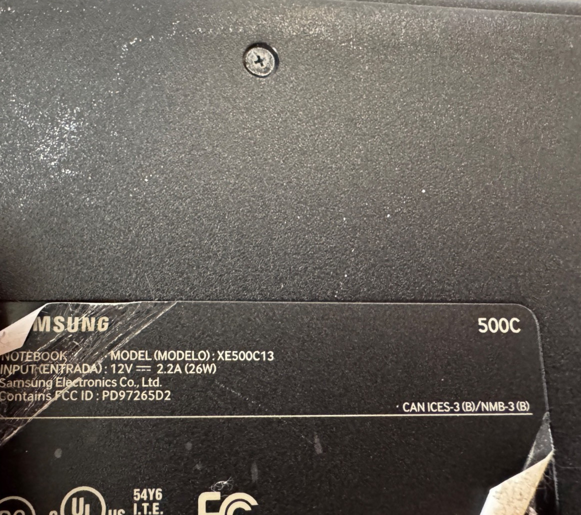 Samsung XE500C13 Chromebook 16GB SSD 11.6-Inch – Black 500C Tested Works