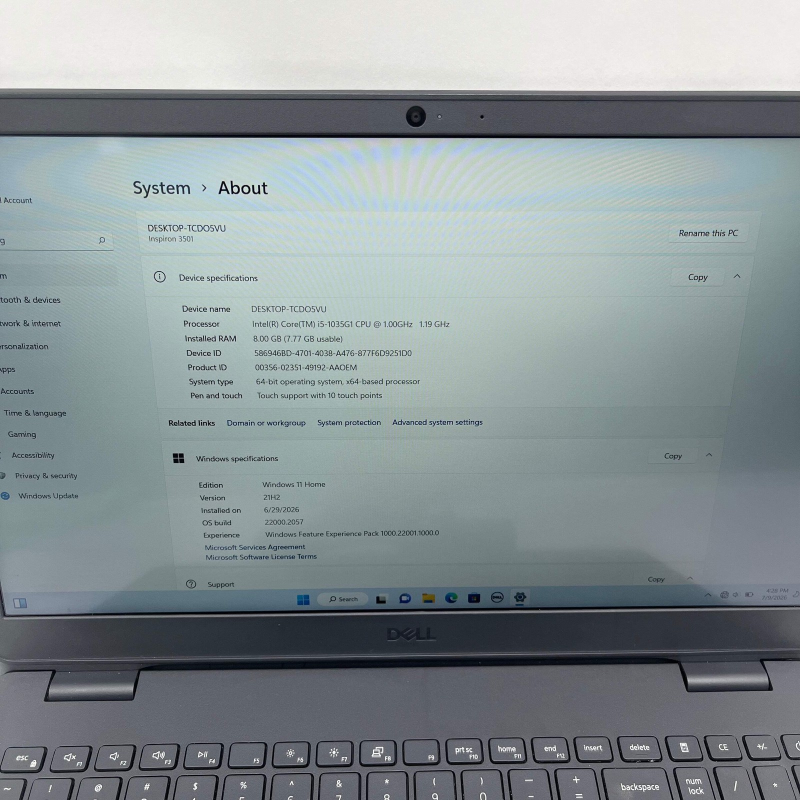Dell Inspiron 3501 15.6″ i5-1035G1 1.0GHz 8GB RAM 256GB SSD