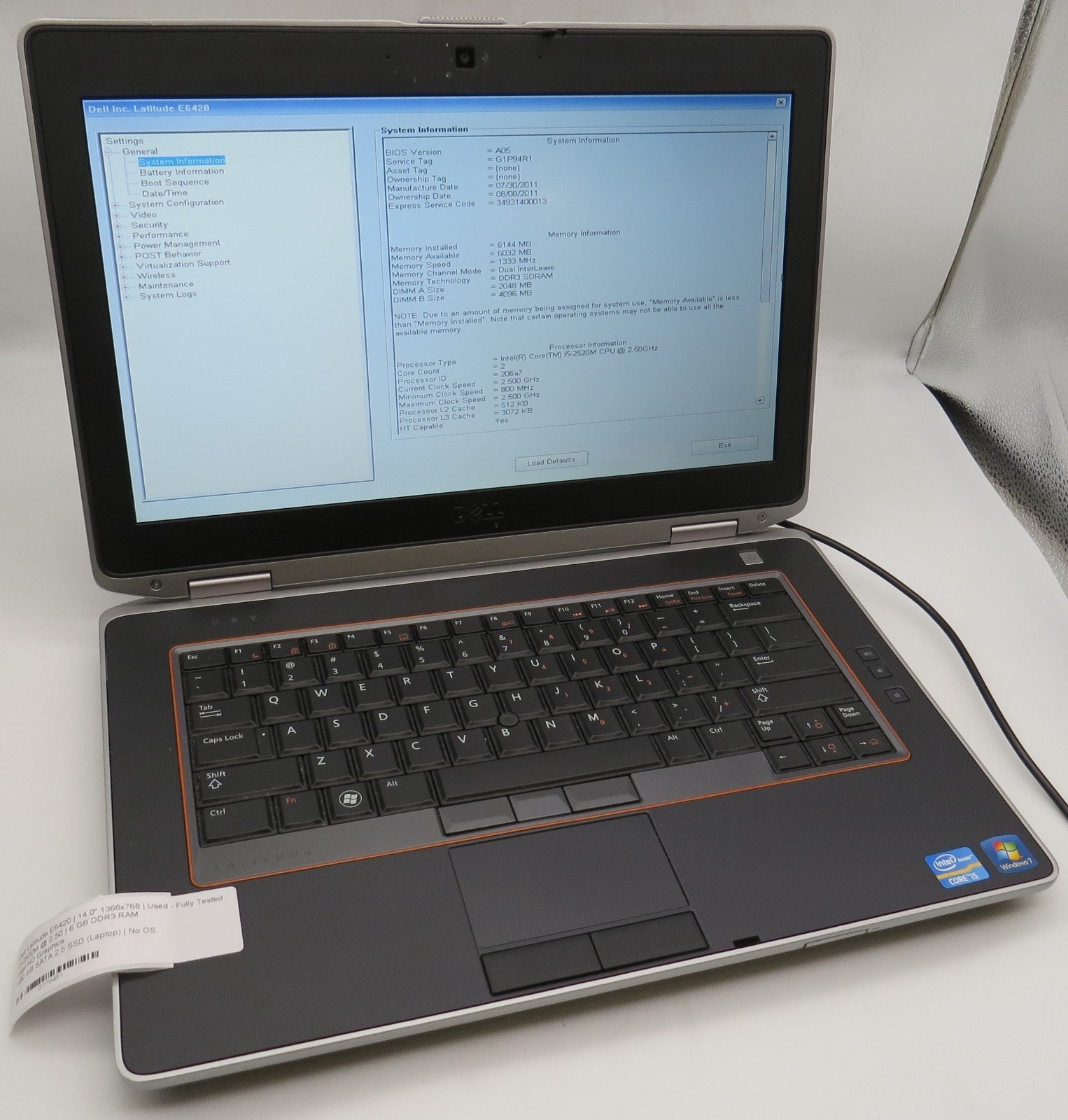 Dell Latitude E6420-14″-i5-2520M@2.5GHz-6GB DDR3 RAM-480GB 2.5 SSD-NO OS