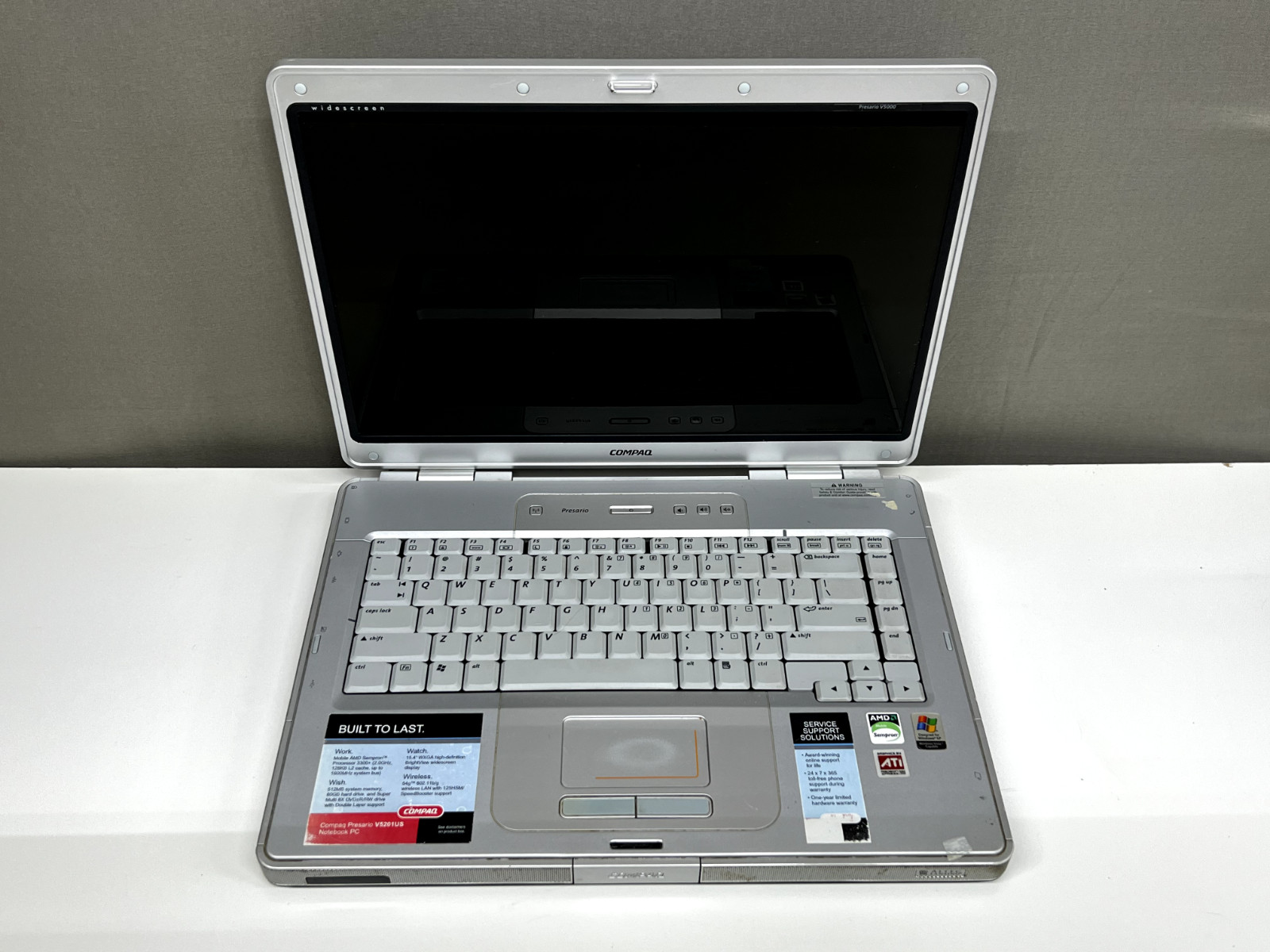 Compaq Presario V5000 Laptop 80GB HDD 512MB RAM No Power For Parts Repair