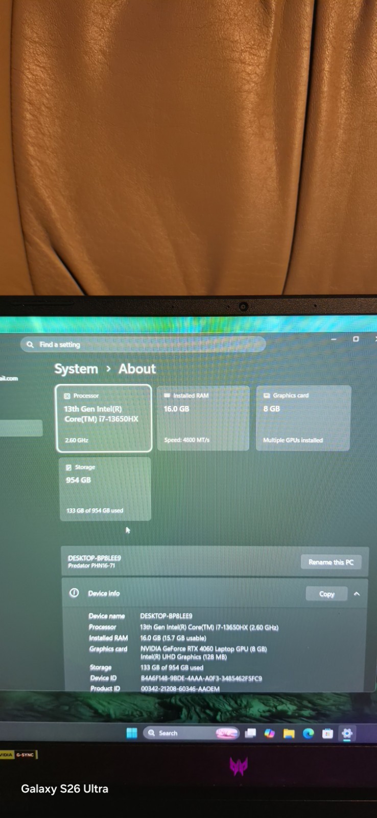 Acer Predator Helios Neo 16 i7-13650HX RTX 4060 16GB 954GB SSD W11 Black