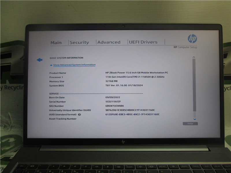 HP ZBook Power Laptop i7 11850H 2.5GHz 32GB RAM 512GB SSD