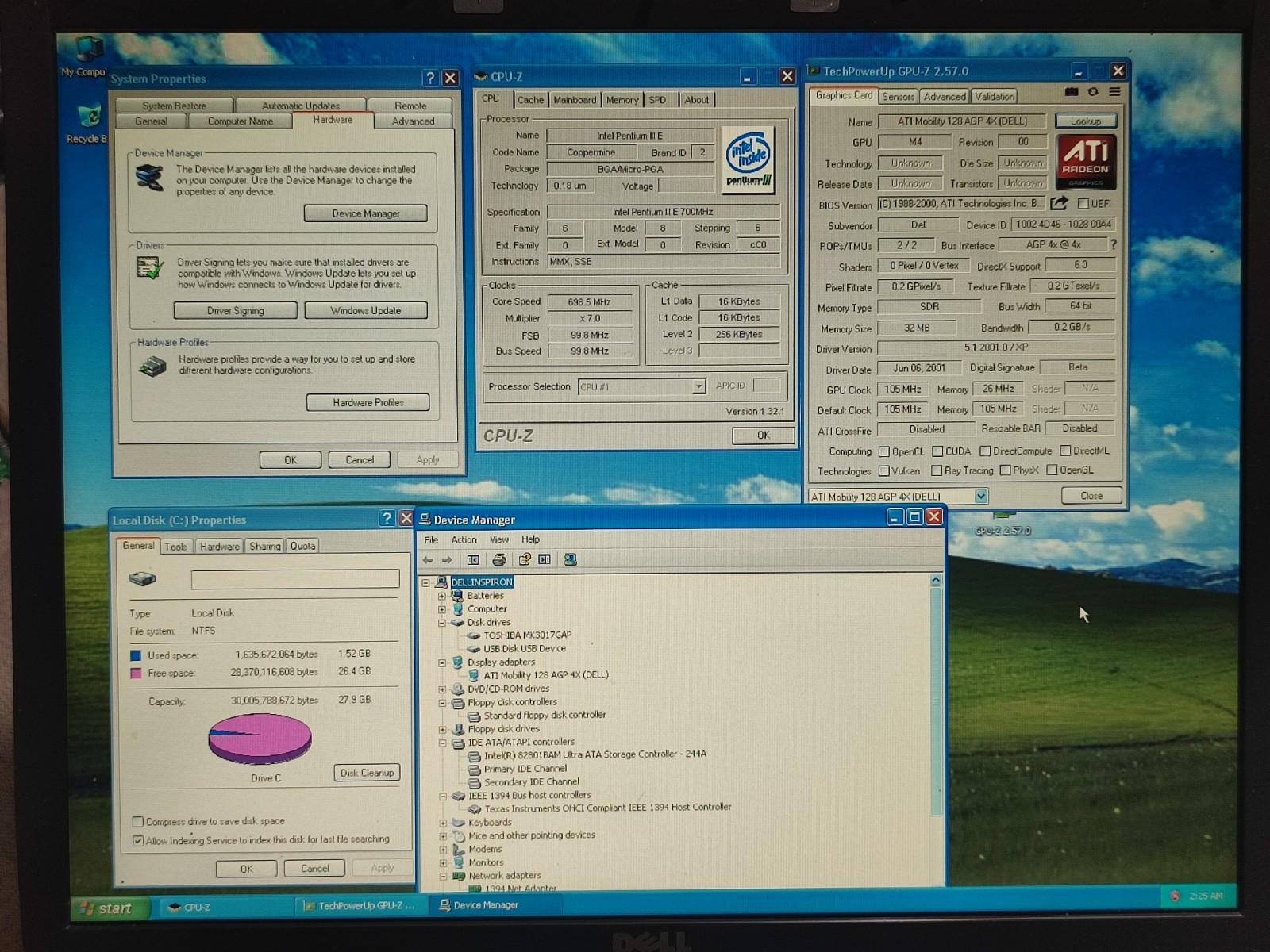 Vintage DELL INSPIRON 8000 PP01X /ATI Mobility 32MB /Windows XP /Laptop&Charger