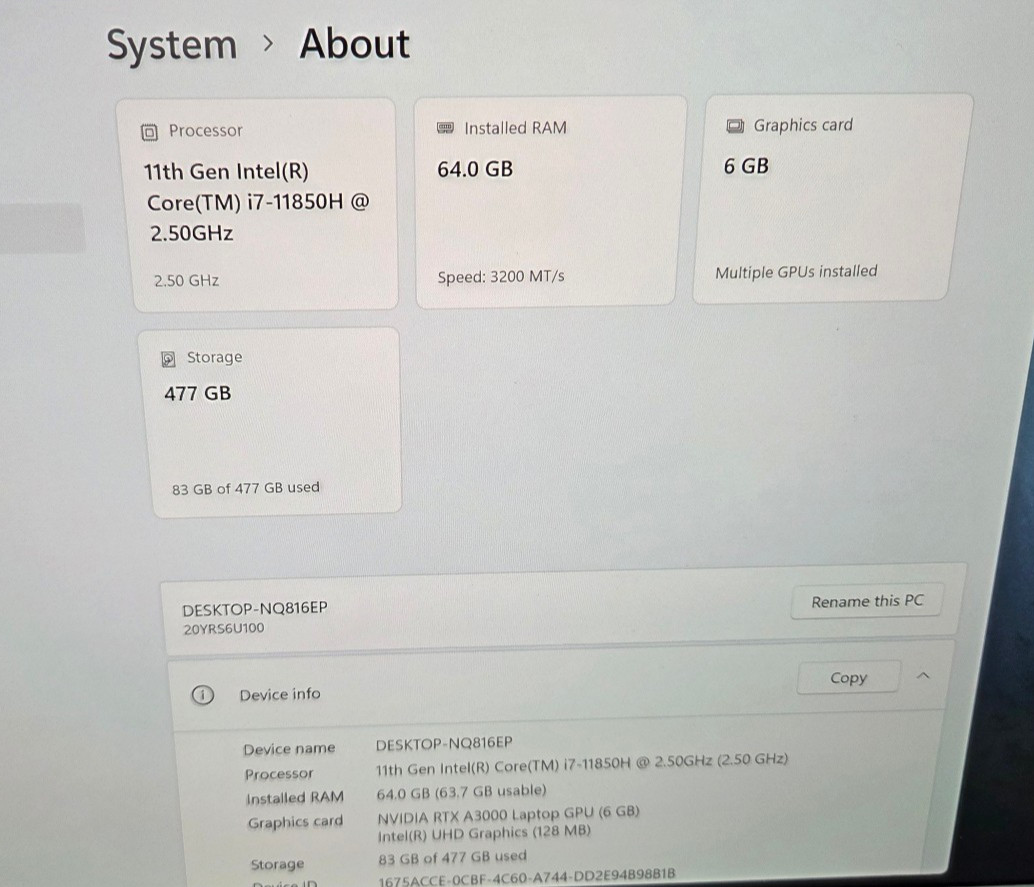 Lenovo ThinkPad P15 Gen2 I7-11850H vPro 64GRAM 512GSSD WIN11P 15.6 OLED RTXA3000