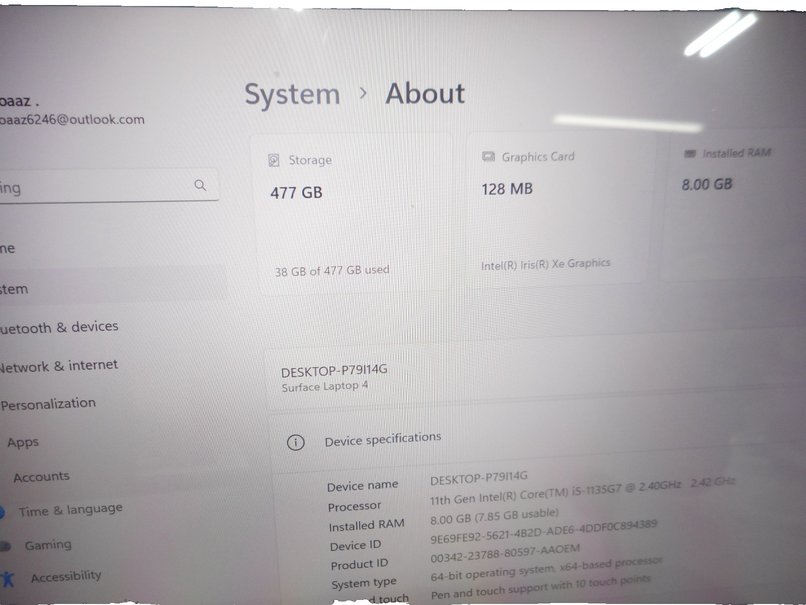 Microsoft Surface Laptop 4 1950 13.5″ | 2.40GHz i5-1135G7 | 8GB | 512GB SSD