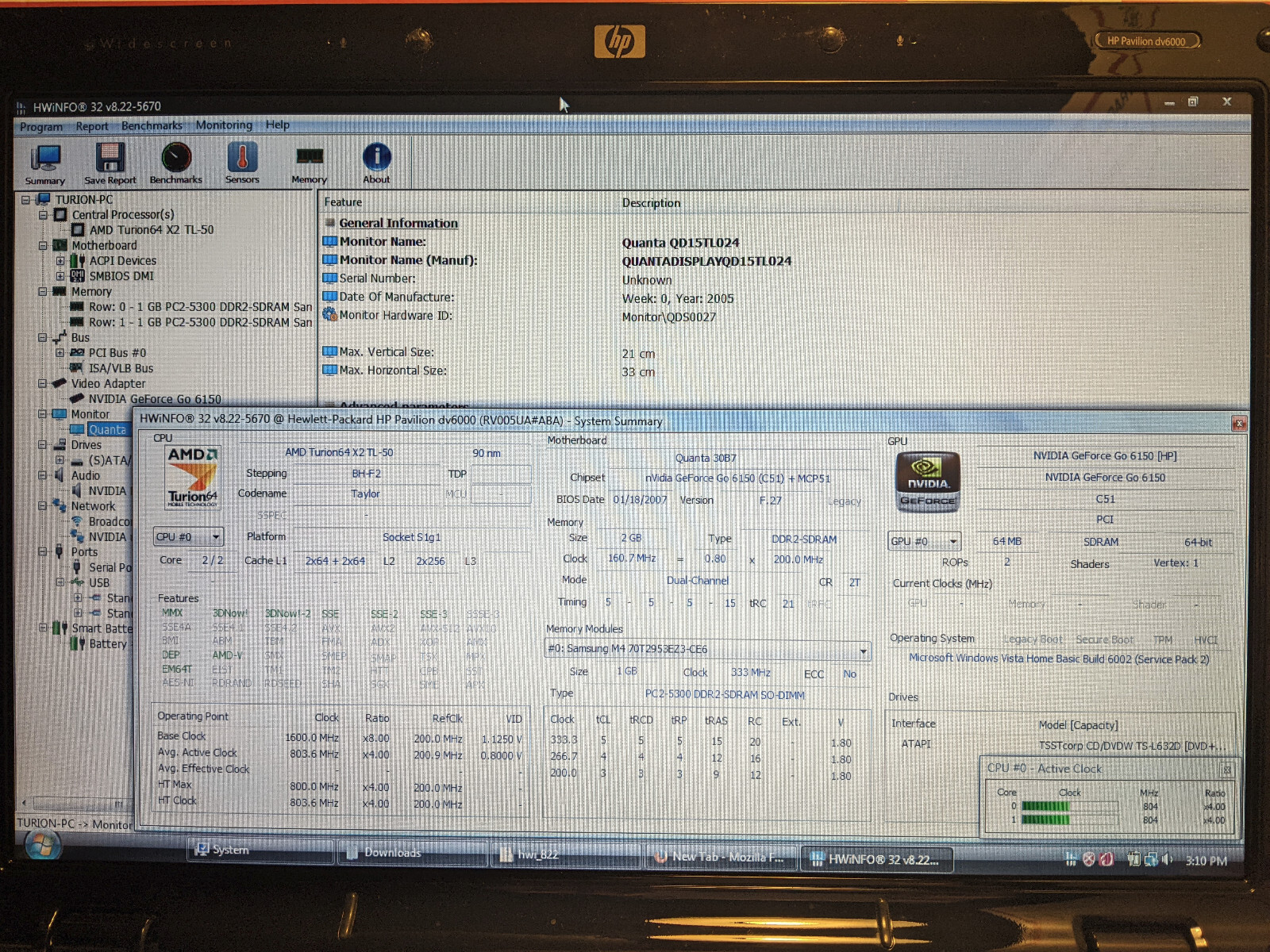 HP Pavilion 15.4 Dv6000 (Dv6305us) Laptop (AMD Turion 64 X2 TL-50 1.6Ghz)
