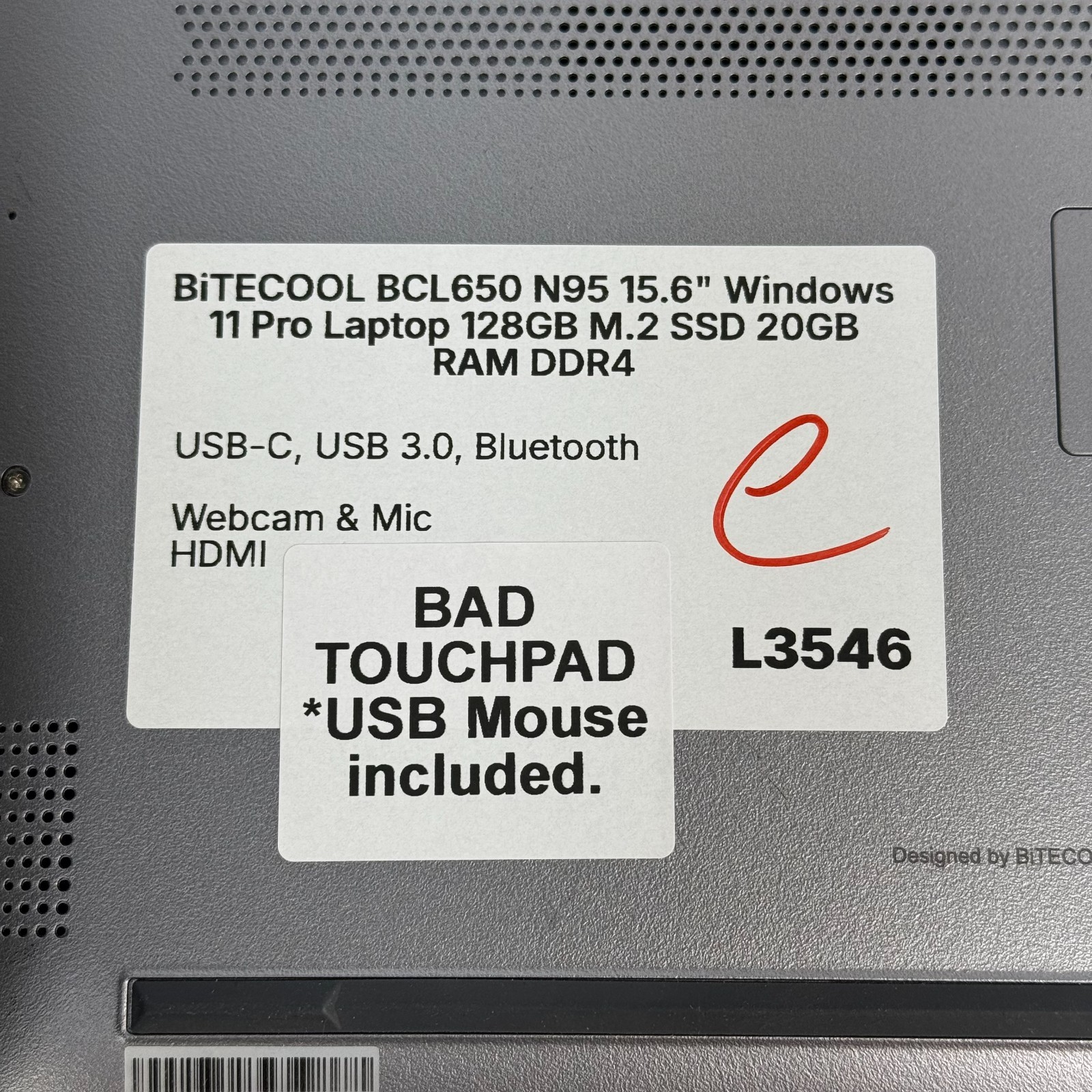 BiTECOOL BCL650 N95 15.6″ Windows 11 Pro Laptop 128GB SSD *MUSE USE MOUSE*