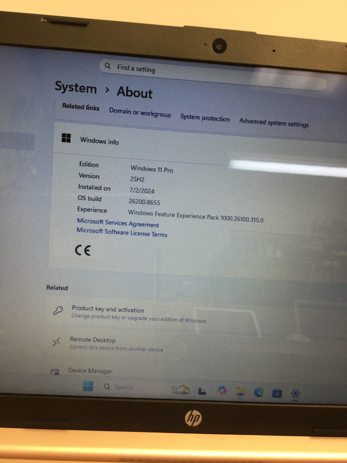 HP laptop 15-da0xxx core i5-8250u 1.60ghz 15.5” 8GB RAM 480GB SSD WIN 11 PRO