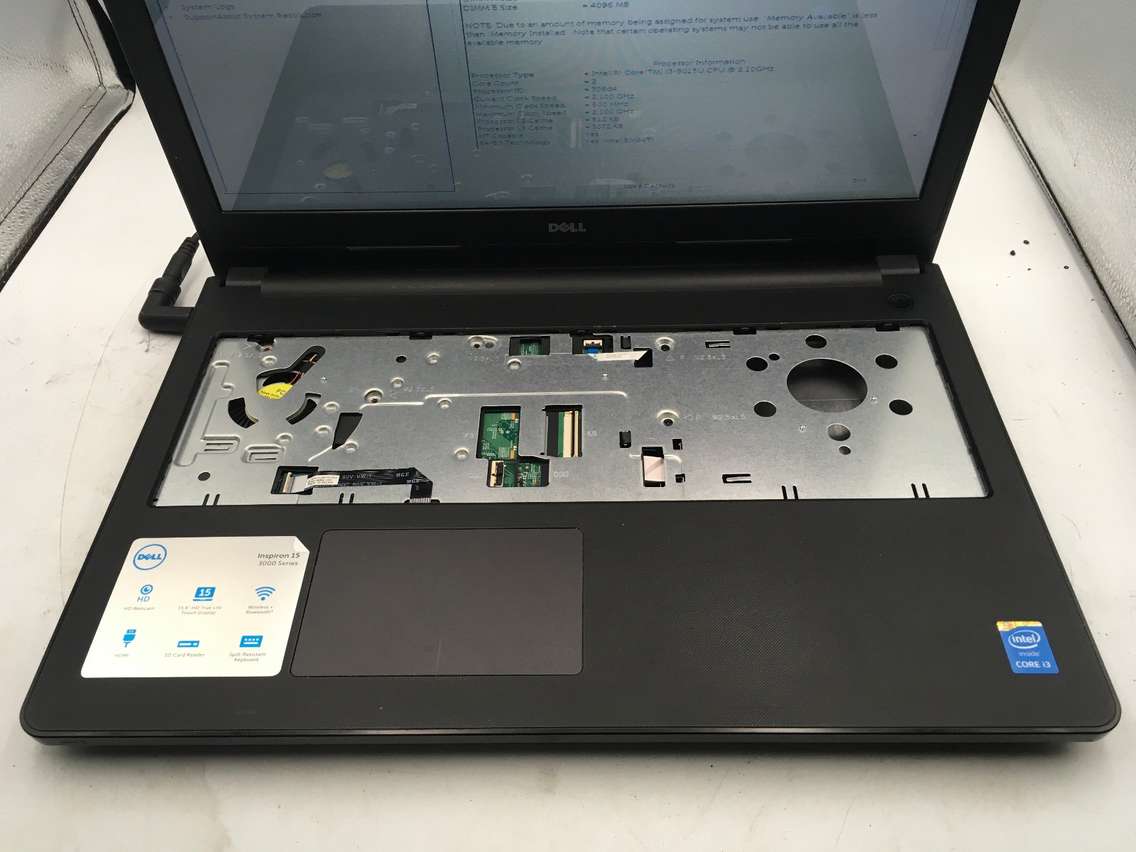 DELL LATITUDE 3558 – BOOTS TO BIOS – INTEL I3 5015U – NO RAM – READ DESCRIP – BB