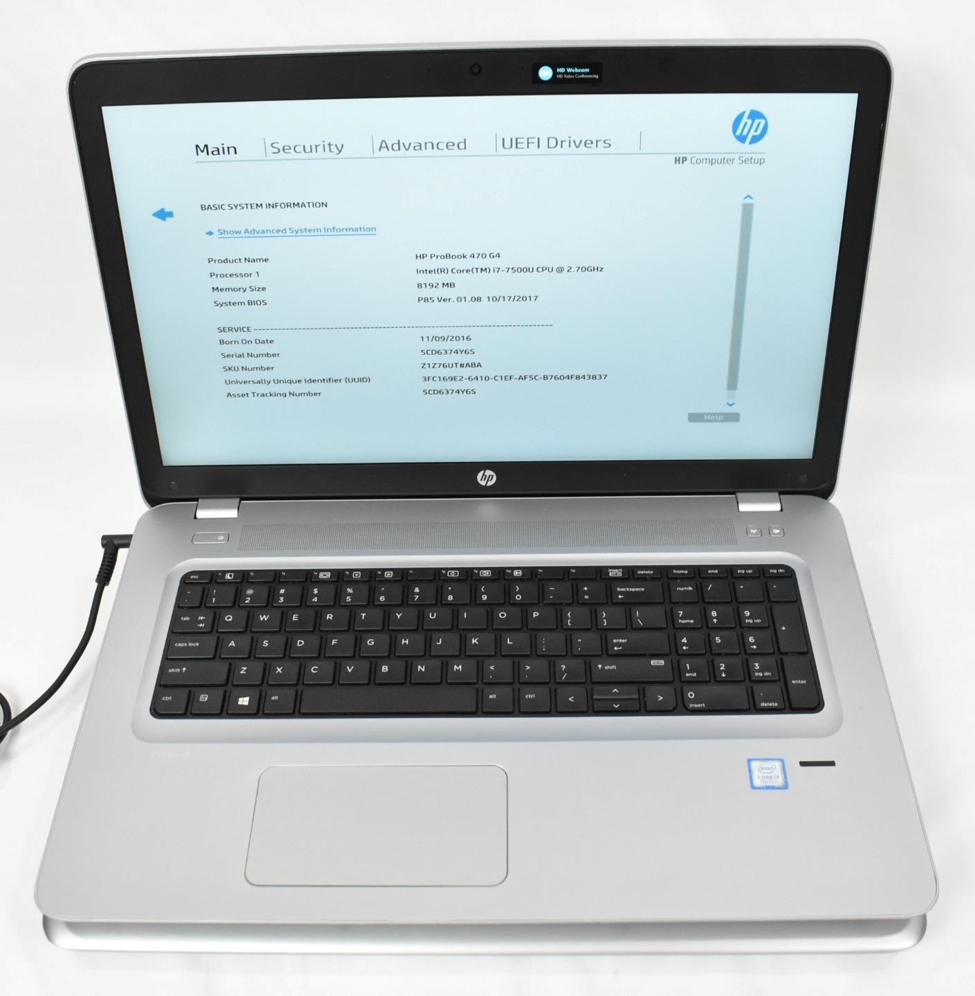 (4) HP ProBook 470 G4 i7-7500U 2.7GHz 8GB 240GB DVDRW No OS 17.3″ Bad Batteries