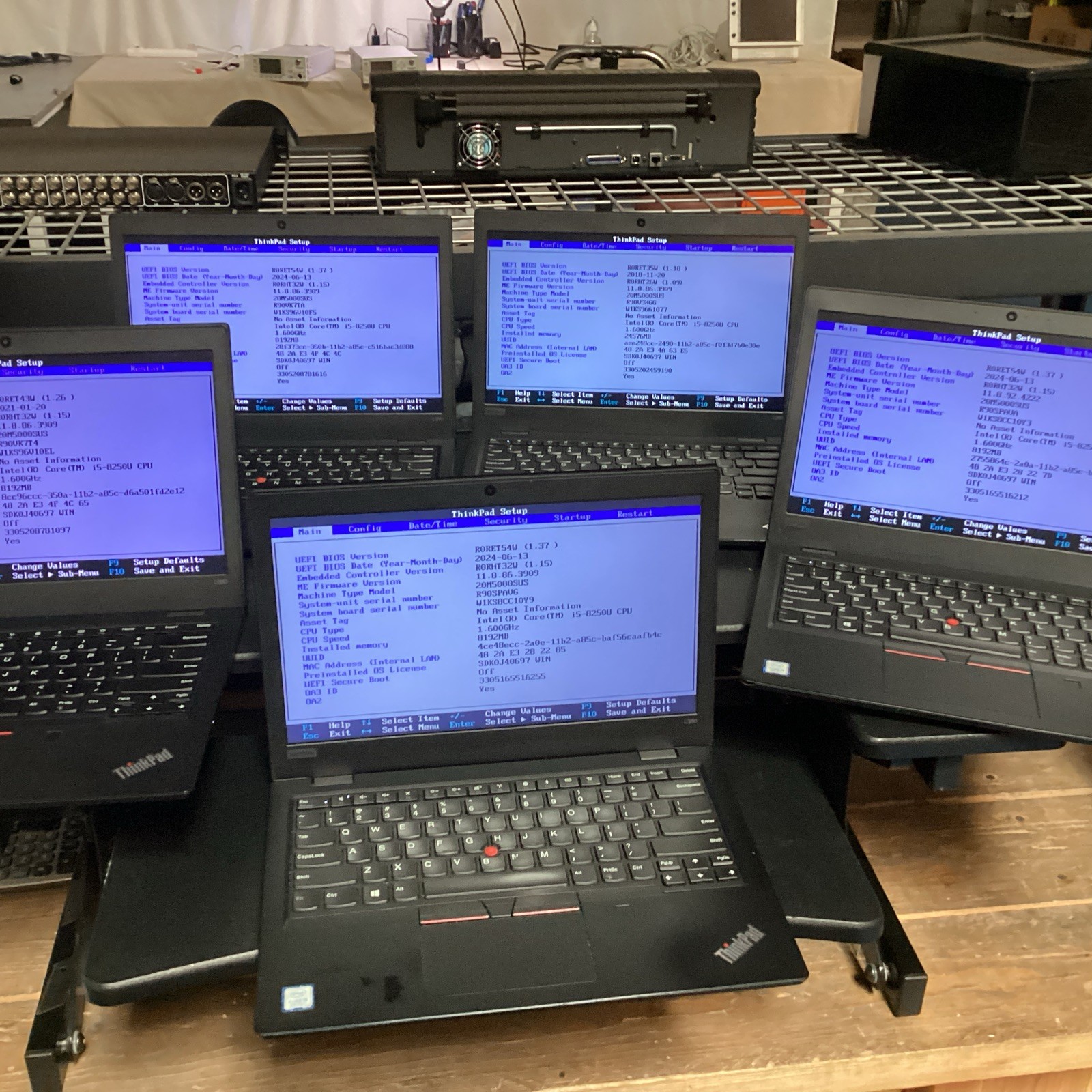 Lot of 5 Lenovo ThinkPad L380 i5-8250U@1.60GHz 4)8GB 1)24GB RAM 256GB SSD No OS