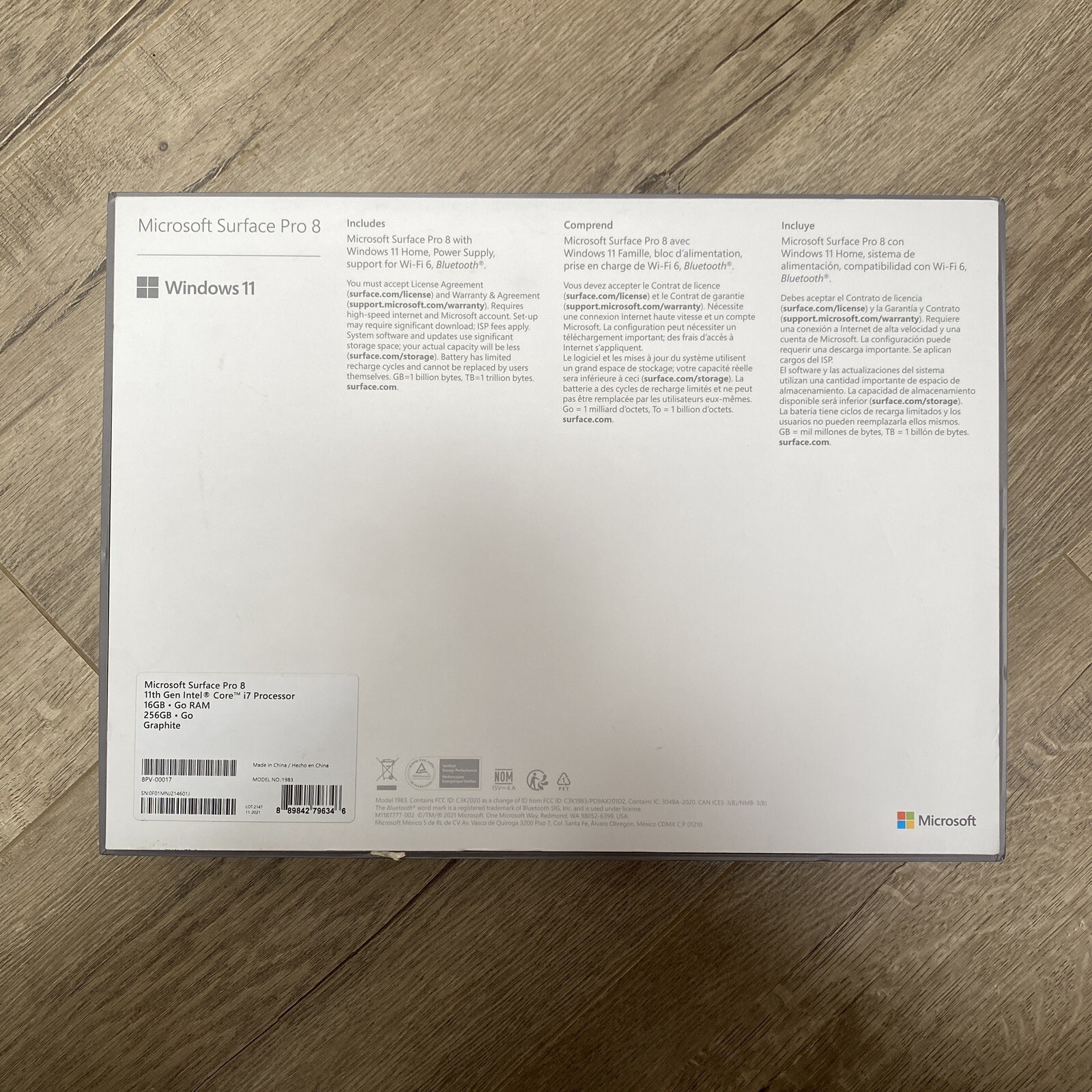 *EMPTY BOX* For Microsoft Surface Pro 8 13″ Touch 256 GB SSD, Intel Core i7 11th