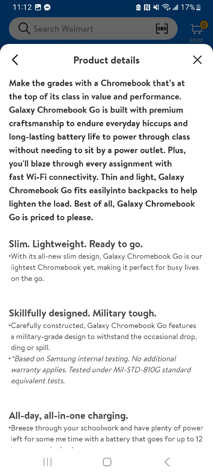 Samsung Galaxy Chromebook Go 14″ (64GB SSD, Intel Celeron N4500, 1.10 GHz, 4GB)