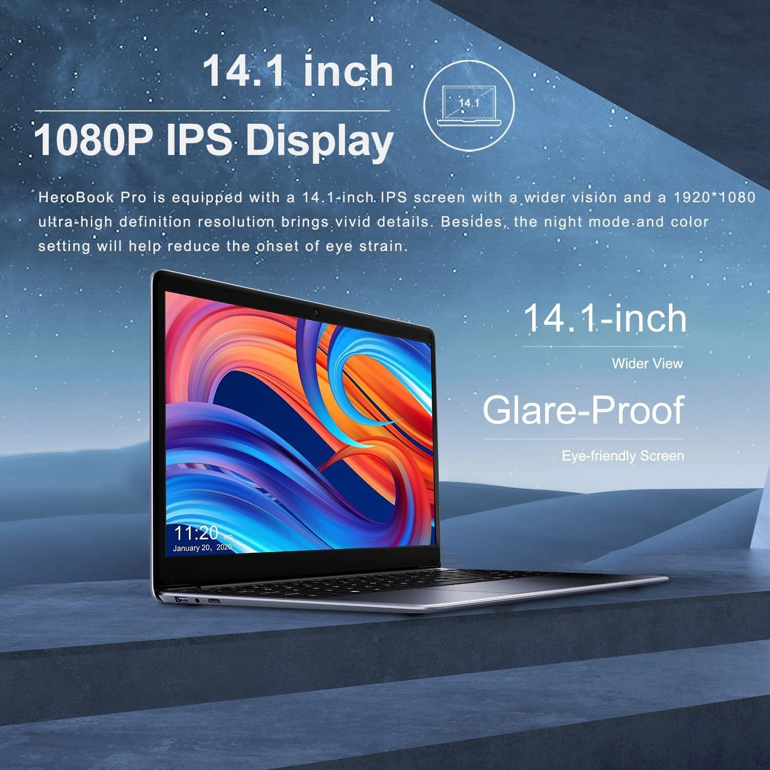 CHUWI HeroBook Pro 14.1″ Windows 11 Laptop Intel N4020 8/12/16GB RAM 256GB SSD