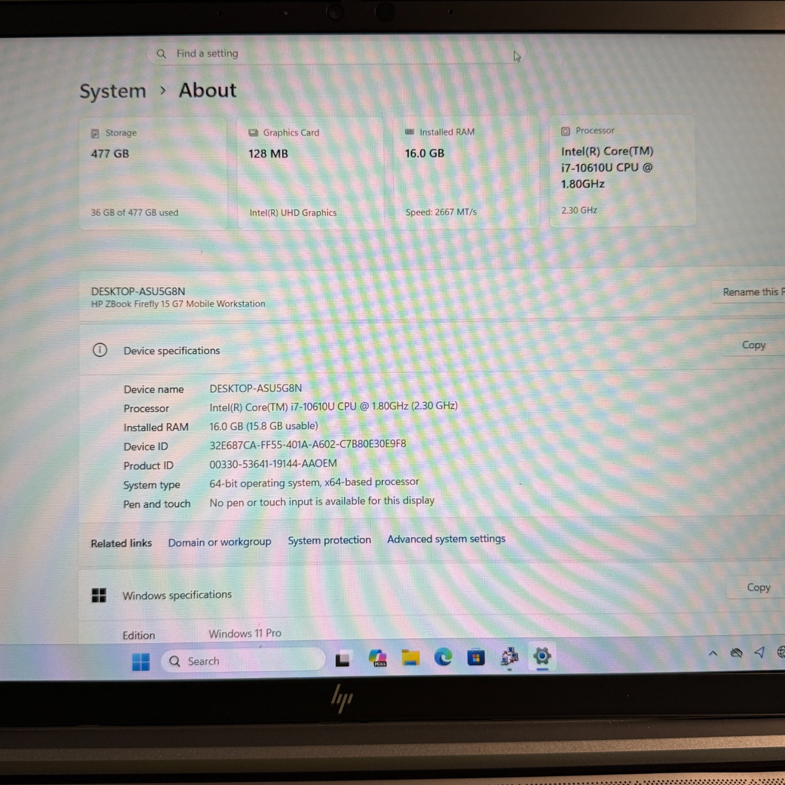 HP ZBook Firefly 15 G7 15.6″ FHD i7-10610U 16GB 512GB SSD Win11 Pro Workstation