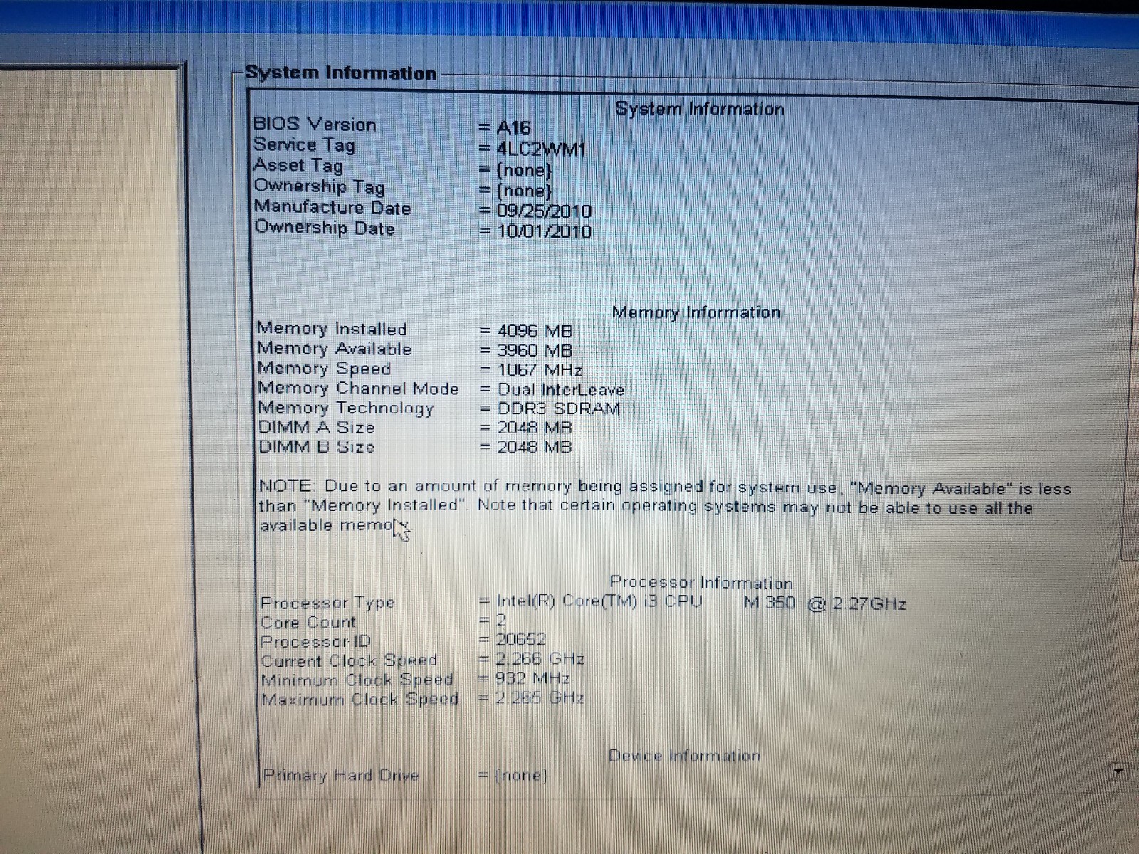 Dell Latitude E6410 Laptop-Boots to Bios-No Battery-No ODD-READ