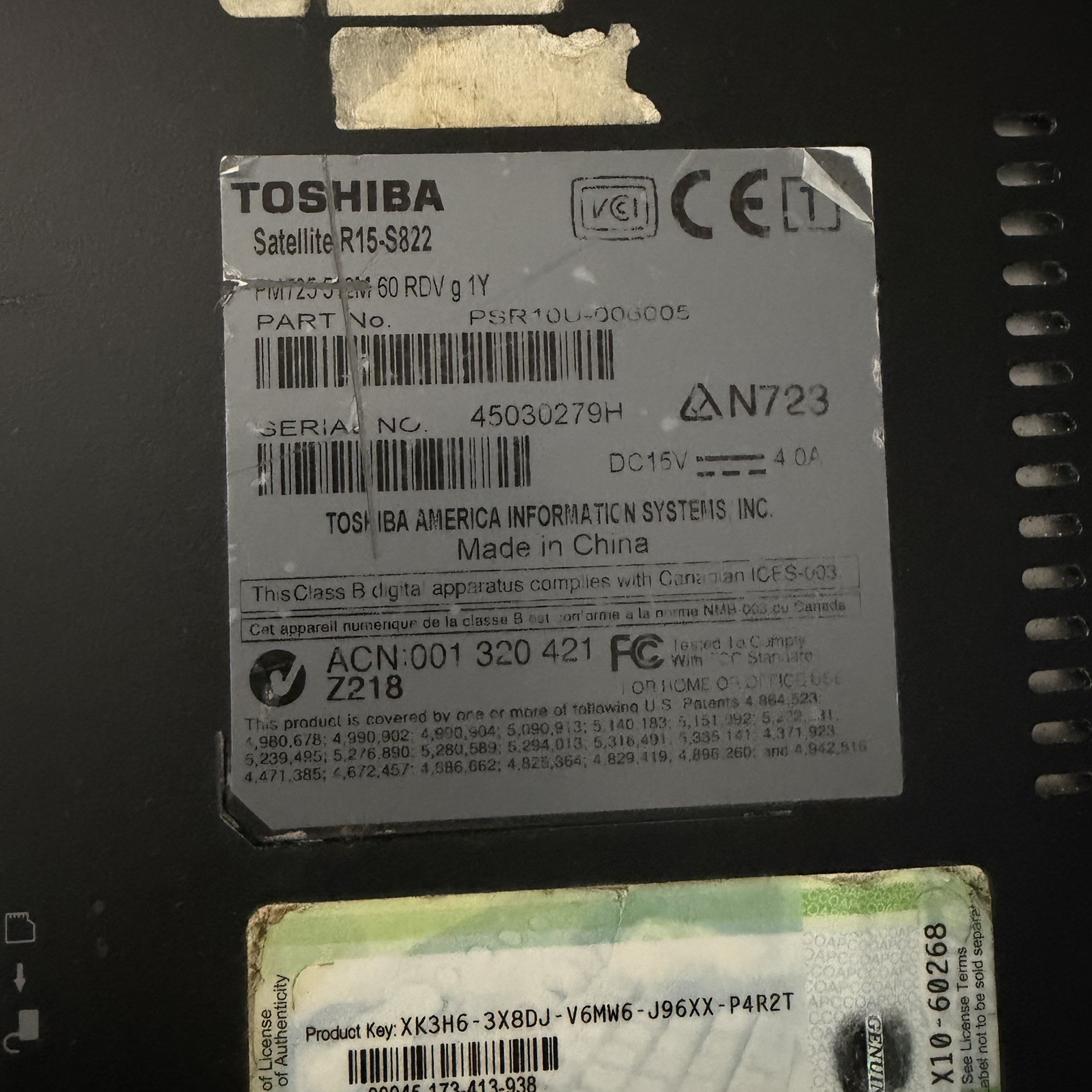 Toshiba Satellite R15-S822 Laptop Convertible Tablet UNTESTED No Charger Parts