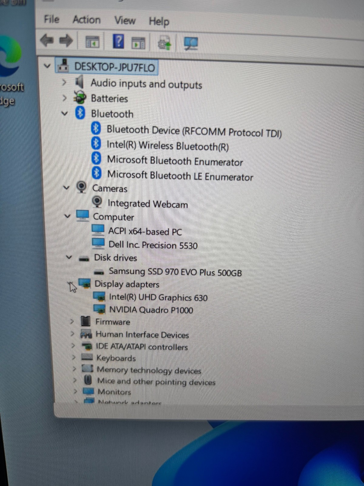 DELL PRECISION 5530 i7-8850H 2.60 GHZ RAM 16GB SSD 500GB BLUETOOTH NVIDIA P1000