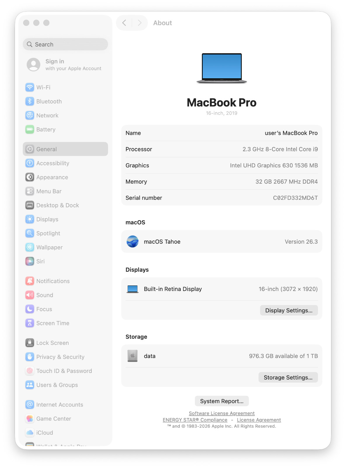 Apple MacBook Pro A2141 16″ AMD Radeon Pro 5500M 2.3GHz Intel i9-9880H 32GB 1TB