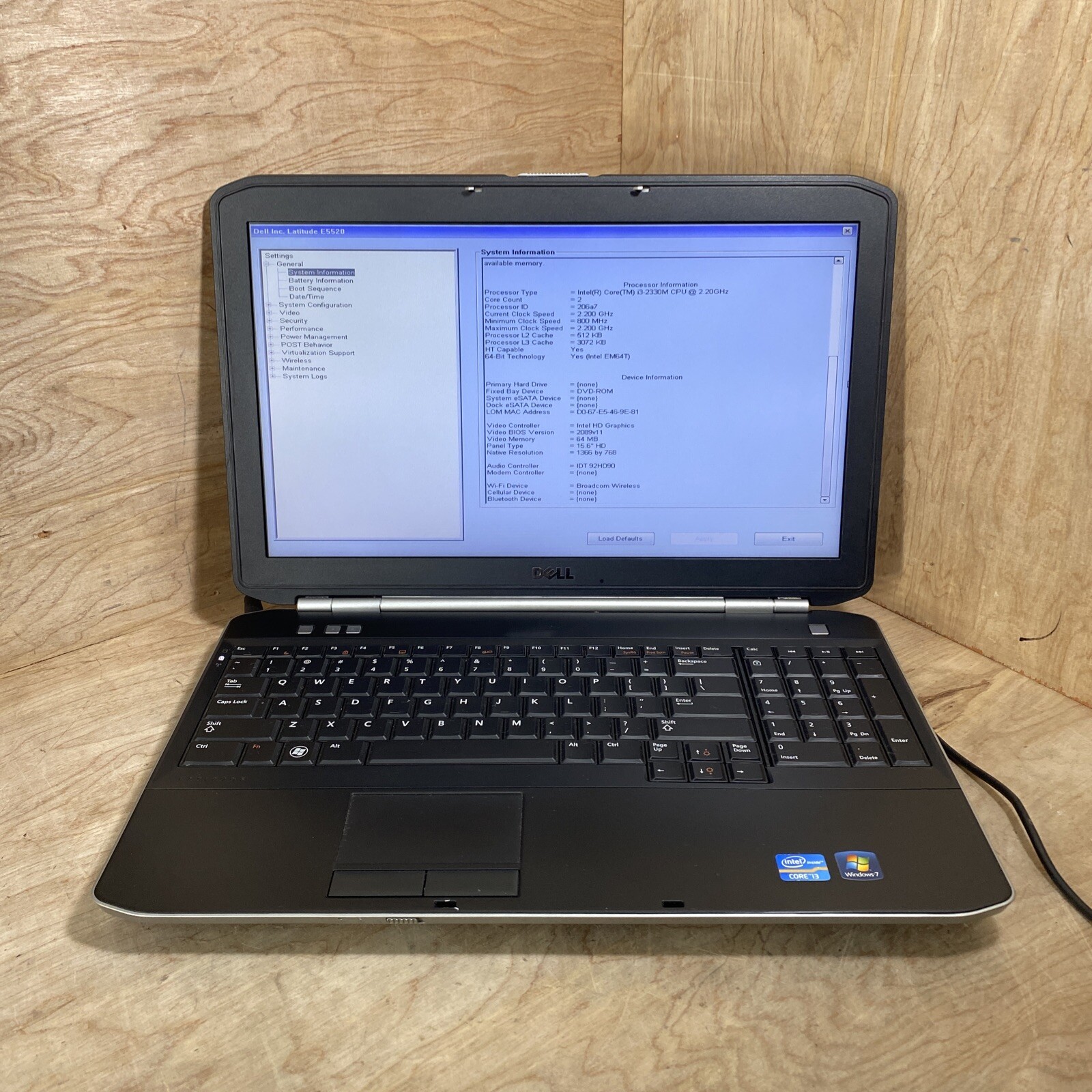 Dell Latitude E5520 i3-2430@2.26GHz | 8GB | NO HDD | NO OS | BIOS OK | POWERS ON