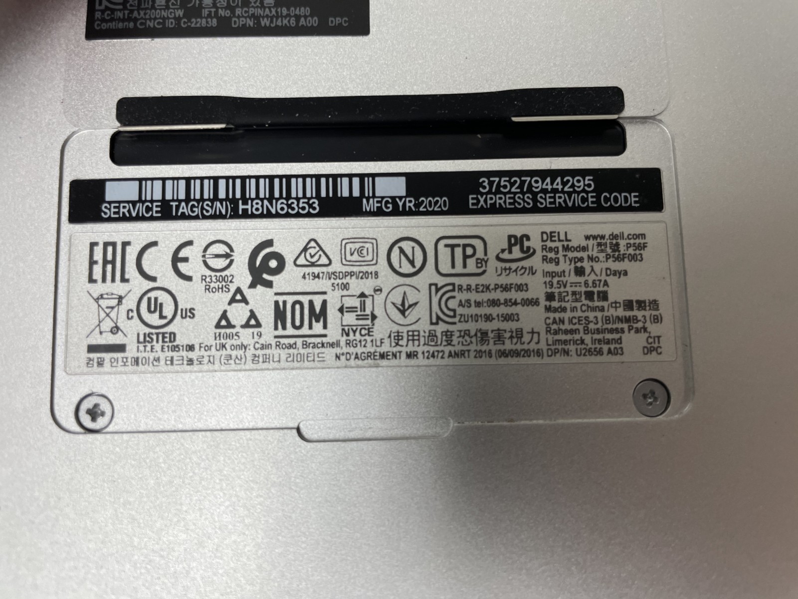 Dell XPS 15 7590 Intel i7-9750H @2.60GHz 16GB RAM NO SSD No Power For Parts